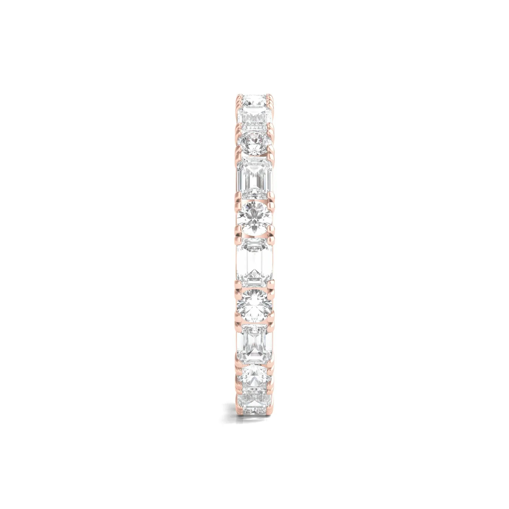 1/2 CT. Tw. Round and Emerald-Cut Lab Grown Diamond Eternity Band Ring 14K Rose Gold Size 4.5 - Image 3