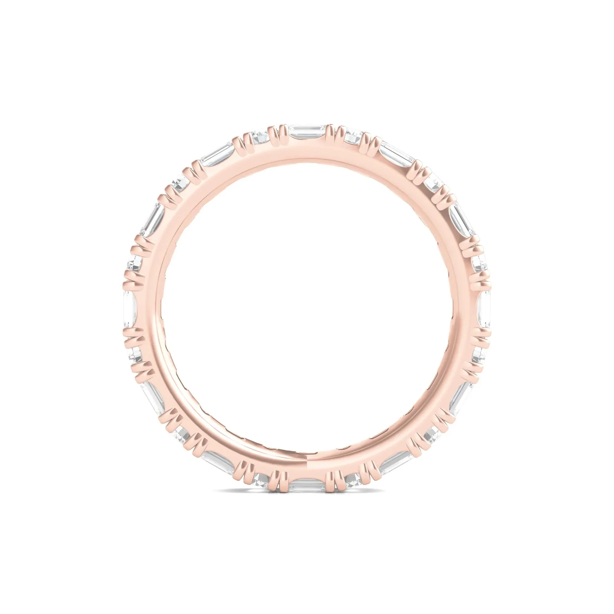 1/2 CT. Tw. Round and Emerald-Cut Lab Grown Diamond Eternity Band Ring 14K Rose Gold Size 5.5 - Image 2