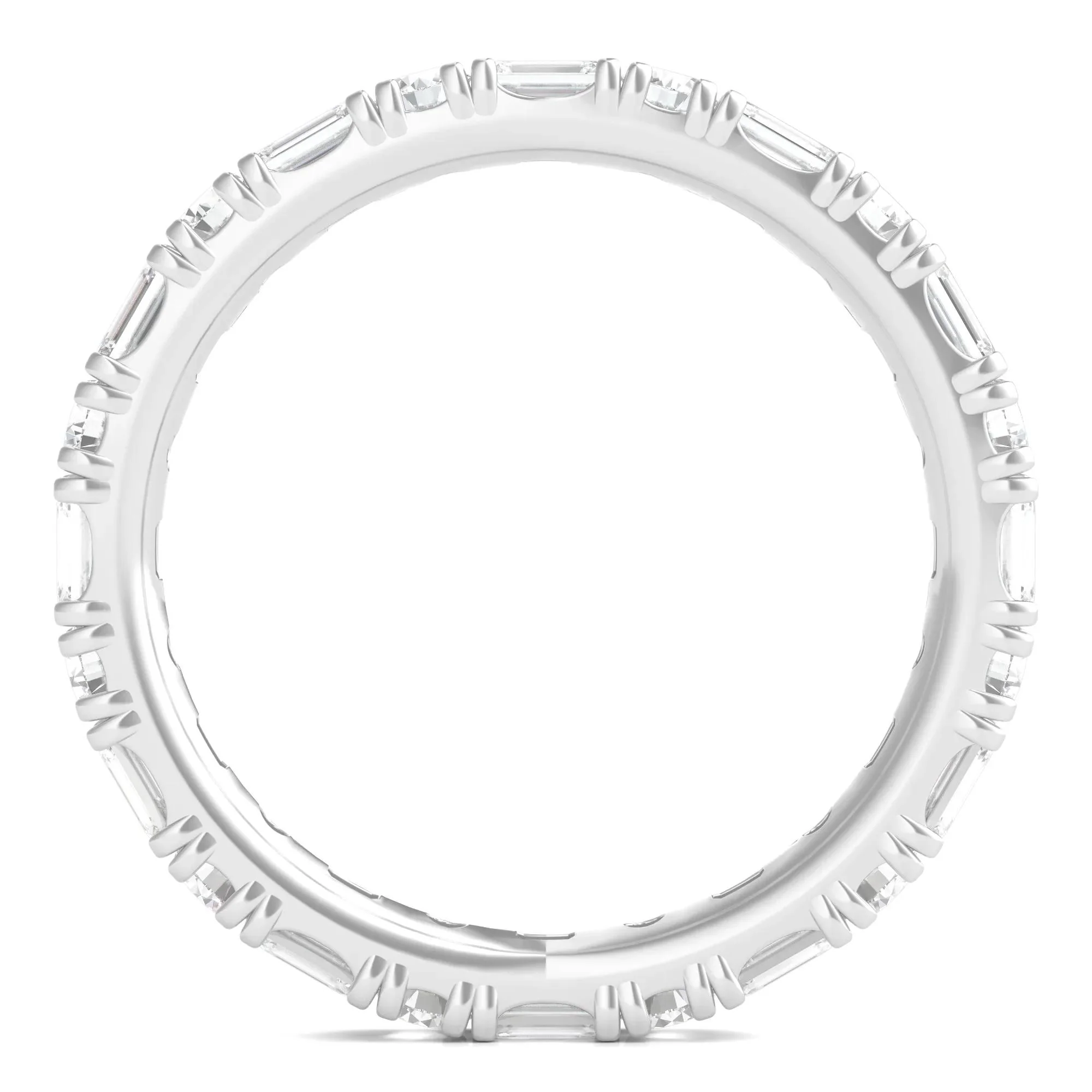 1/2 CT. Tw. Round and Emerald-Cut Lab Grown Diamond Eternity Band Ring 14K White Gold Size 4 - Image 2