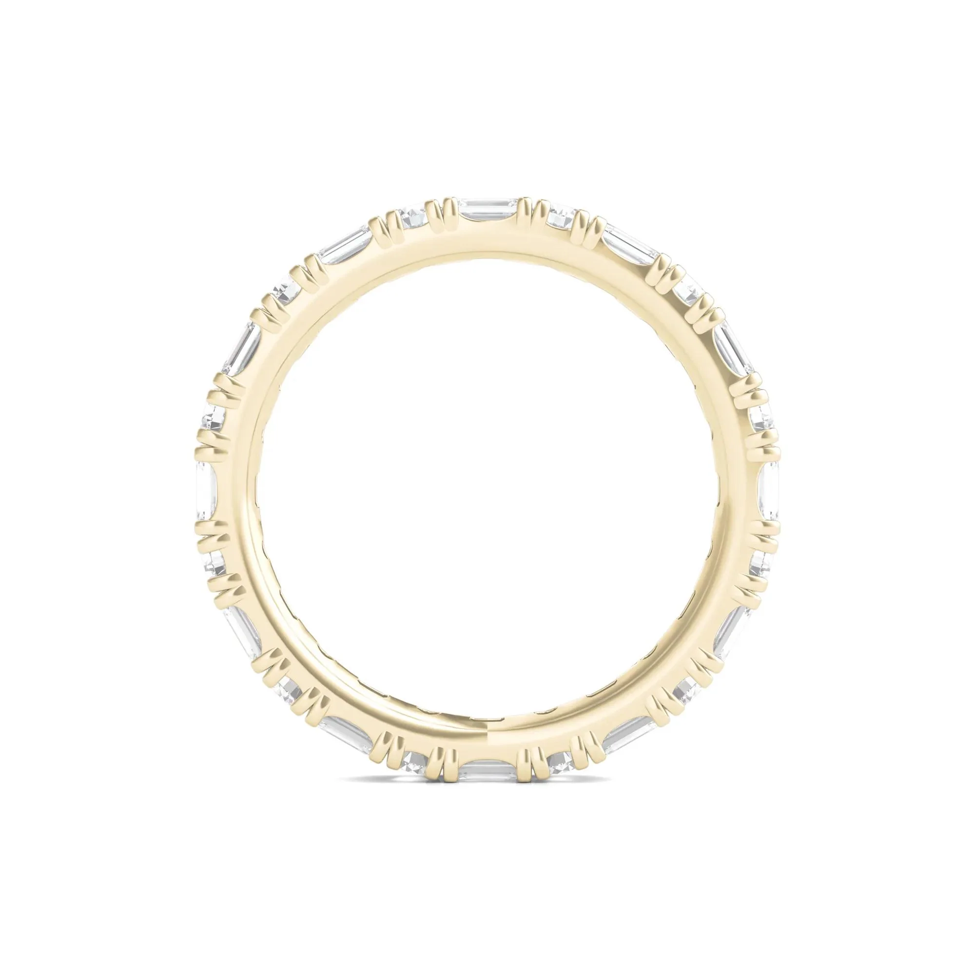 1/2 CT. Tw. Round and Emerald-Cut Lab Grown Diamond Eternity Band Ring 14K Yellow Gold Size 7.5 - Image 2