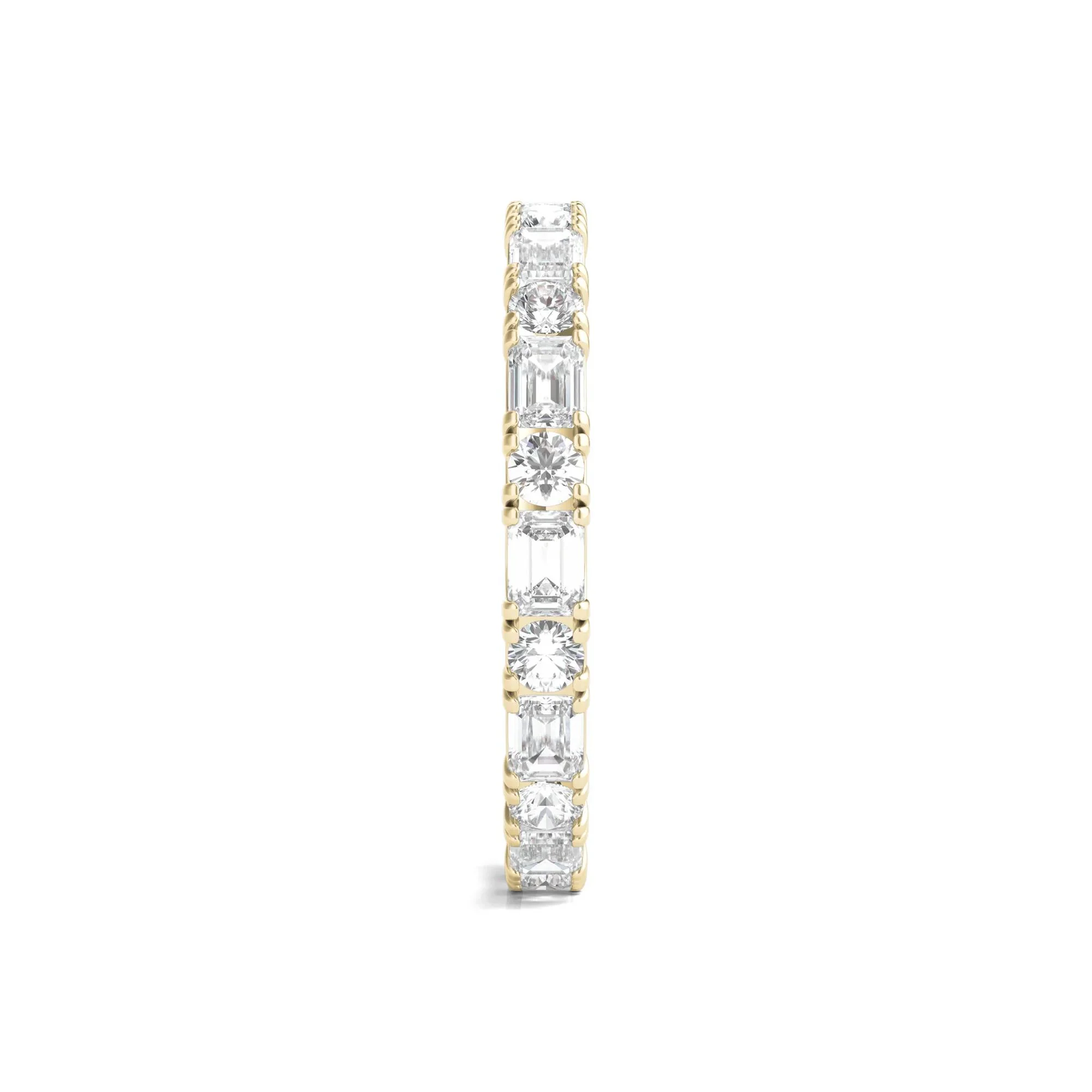 1/2 CT. Tw. Round and Emerald-Cut Lab Grown Diamond Eternity Band Ring 14K Yellow Gold Size 7.5 - Image 3