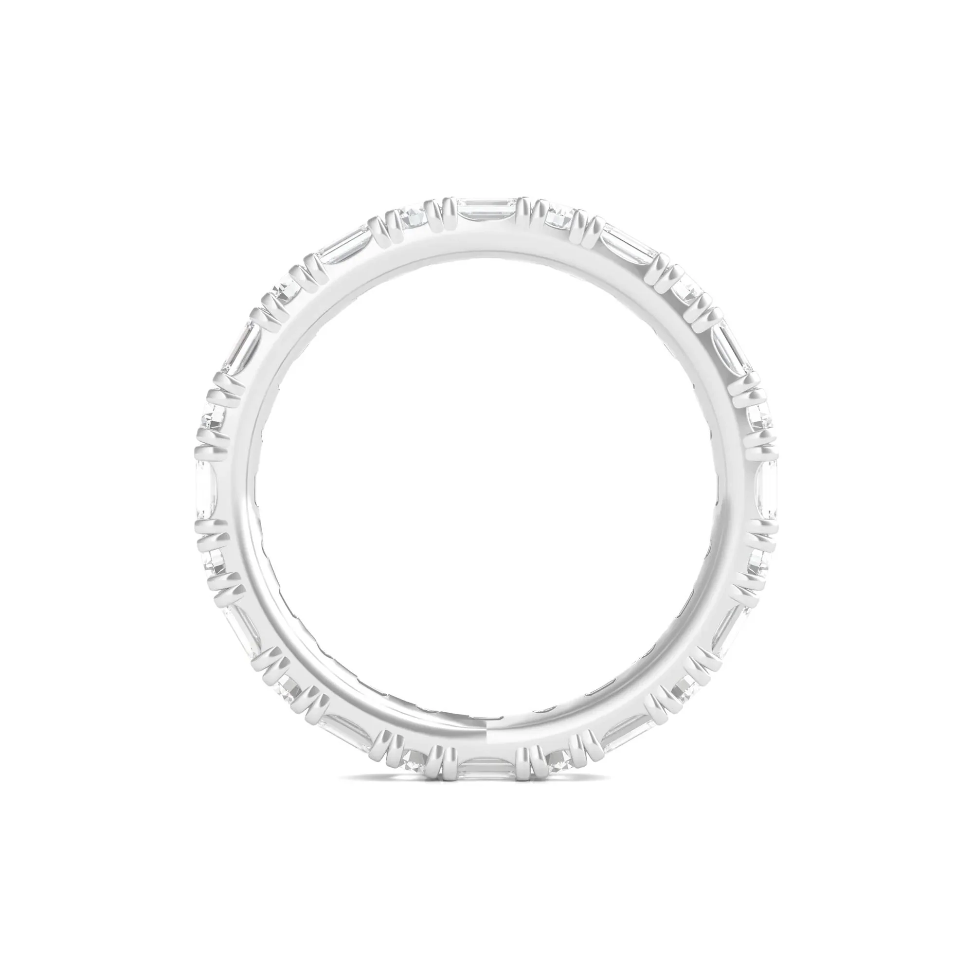 1/2 CT. Tw. Round and Emerald-Cut Lab Grown Diamond Eternity Band Ring Platinum White Size 8 - Image 2