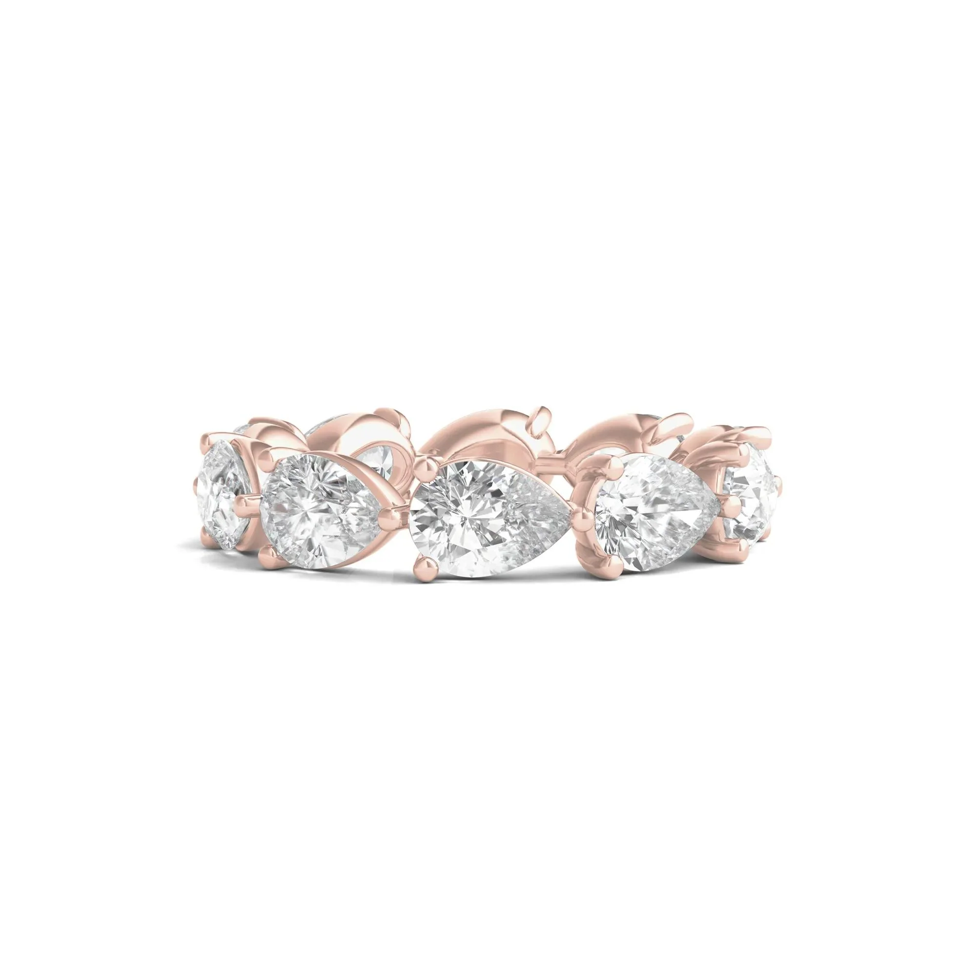 5 CT. Tw. Pear-Cut Lab Grown Diamond Eternity Band Ring 14K Rose Gold Size 4.5