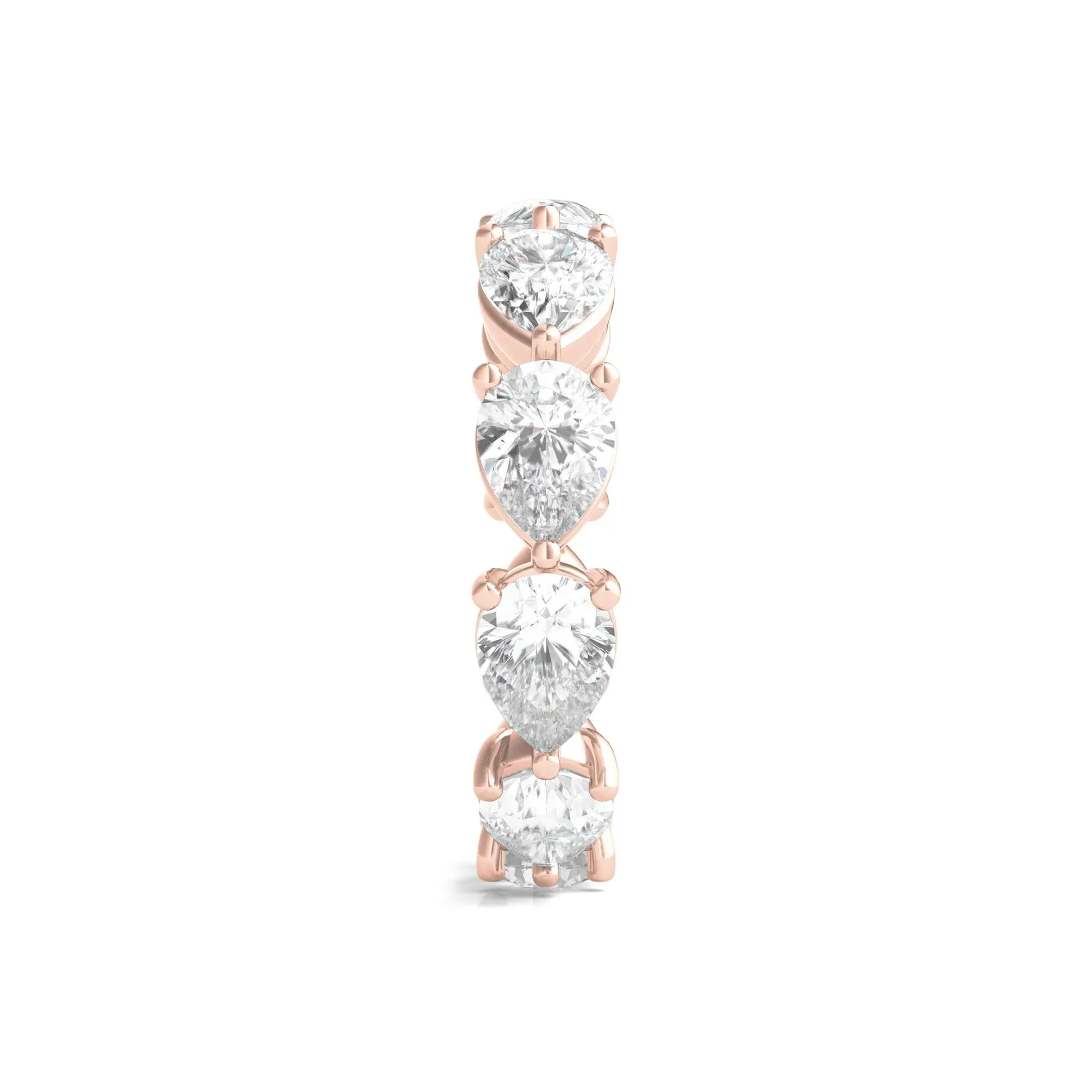 5 CT. Tw. Pear-Cut Lab Grown Diamond Eternity Band Ring 14K Rose Gold Size 6 - Image 3
