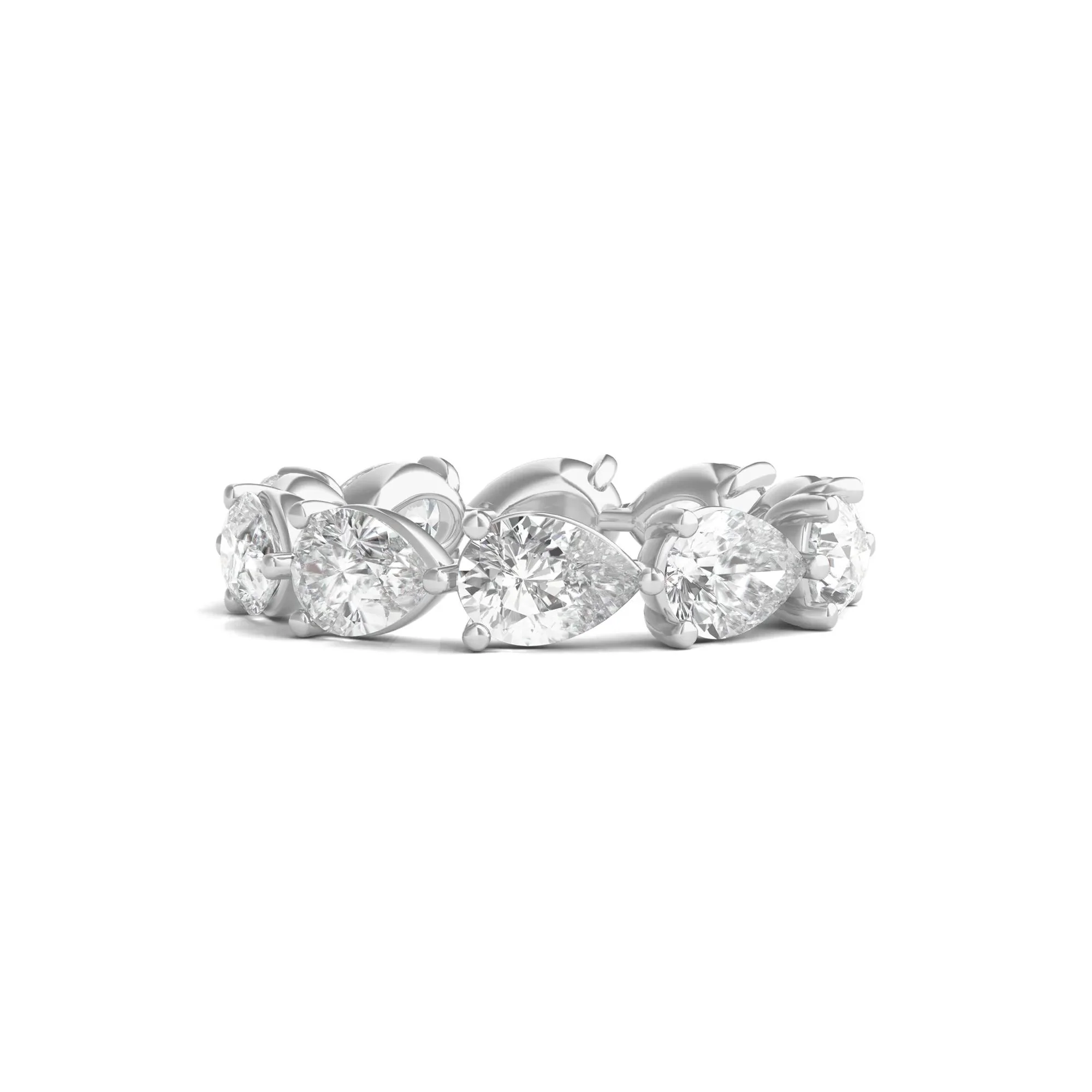 5 CT. Tw. Pear-Cut Lab Grown Diamond Eternity Band Ring 14K White Gold Size 7