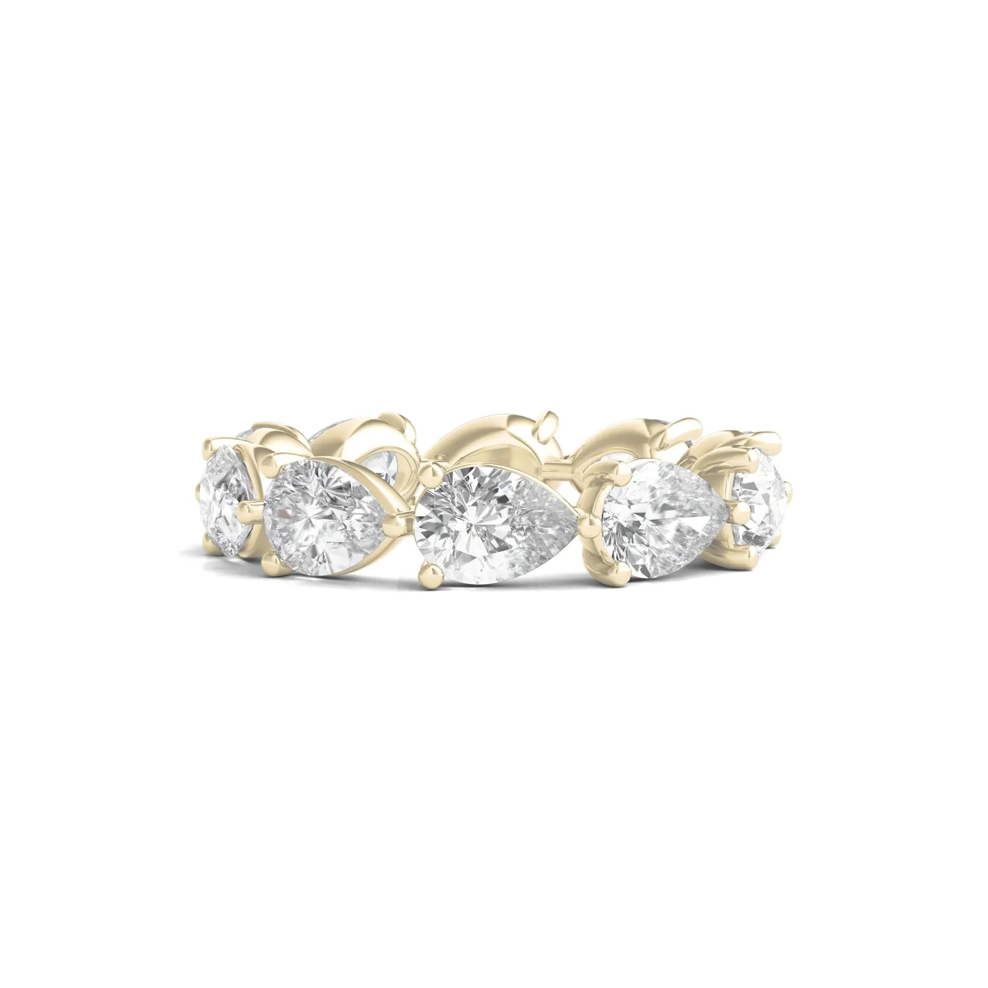 Pear-Cut Lab Grown Diamond Eternity Band Ring 14K Yellow Gold (5 CT. Wt.) Size 8