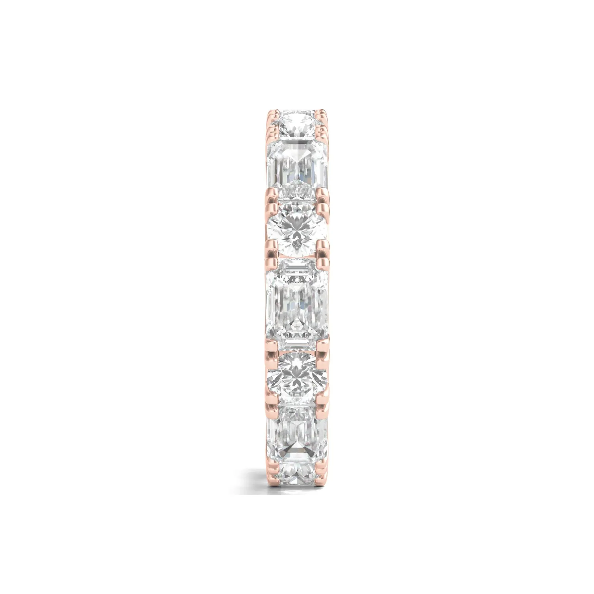 5 CT. Tw. Round and Emerald-Cut Lab Grown Diamond Eternity Band Ring 14K Rose Gold Size 5 - Image 3
