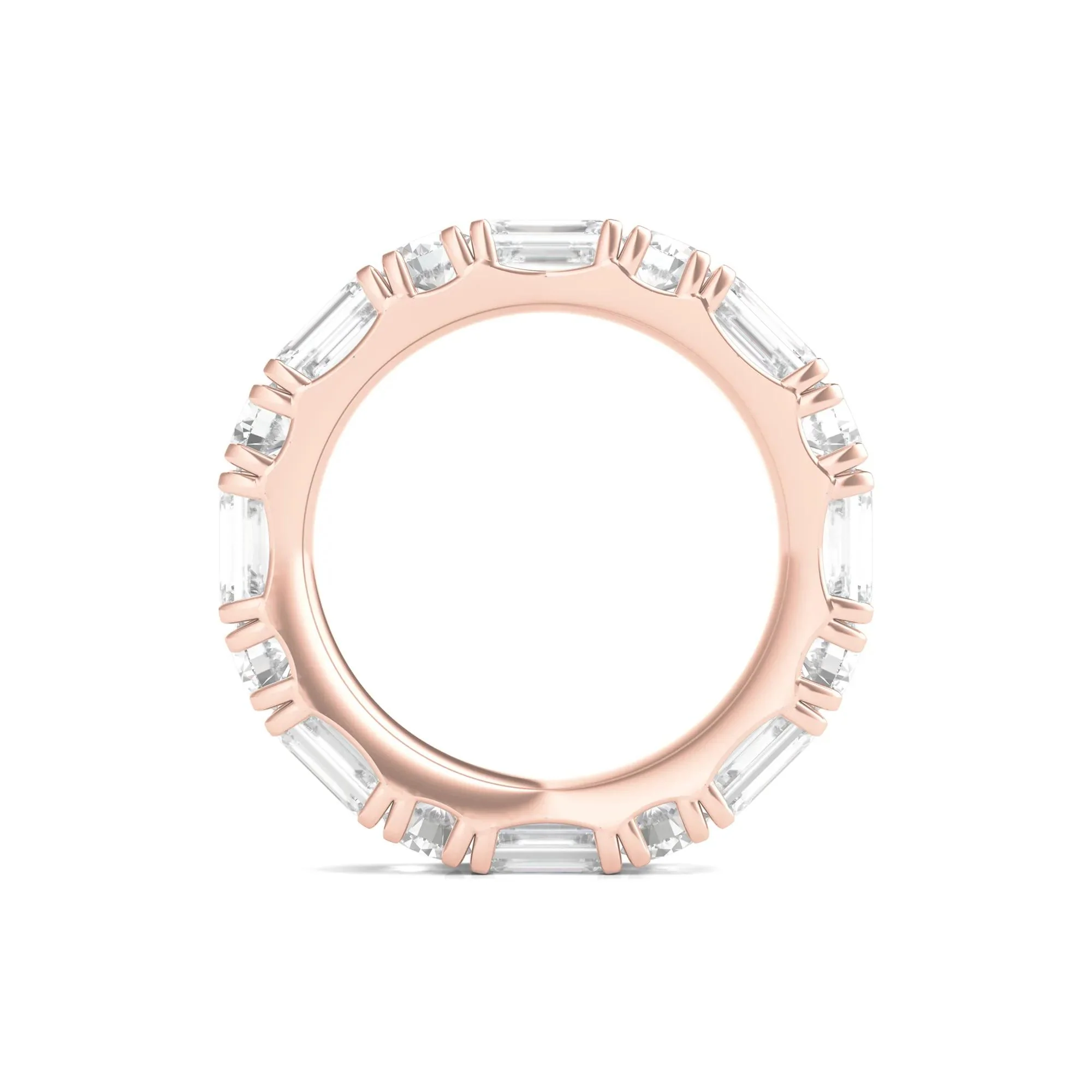 5 CT. Tw. Round and Emerald-Cut Lab Grown Diamond Eternity Band Ring 14K Rose Gold Size 5.5 - Image 2