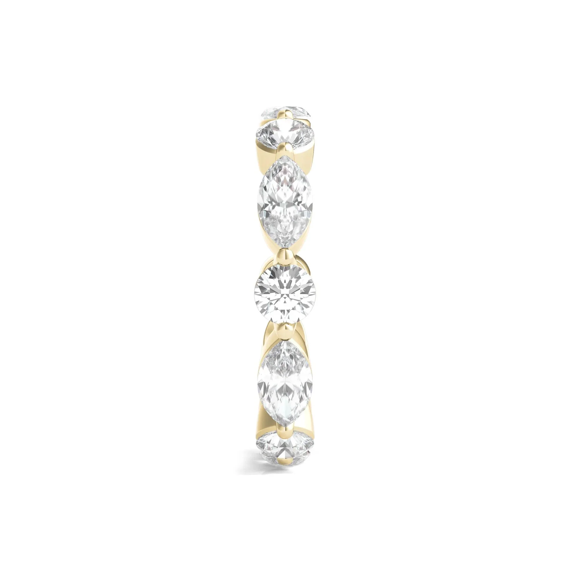 3 CT. Tw. Round and Marquise Lab Grown Diamond Eternity Band Ring 14K Yellow Gold Size 4 3mm - Image 3