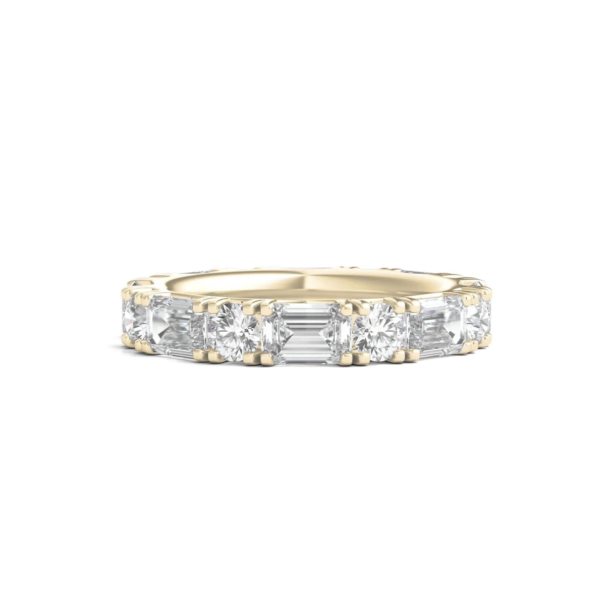 5 CT. Tw. Round and Emerald-Cut Lab Grown Diamond Eternity Band Ring 14K Yellow Gold Size 5