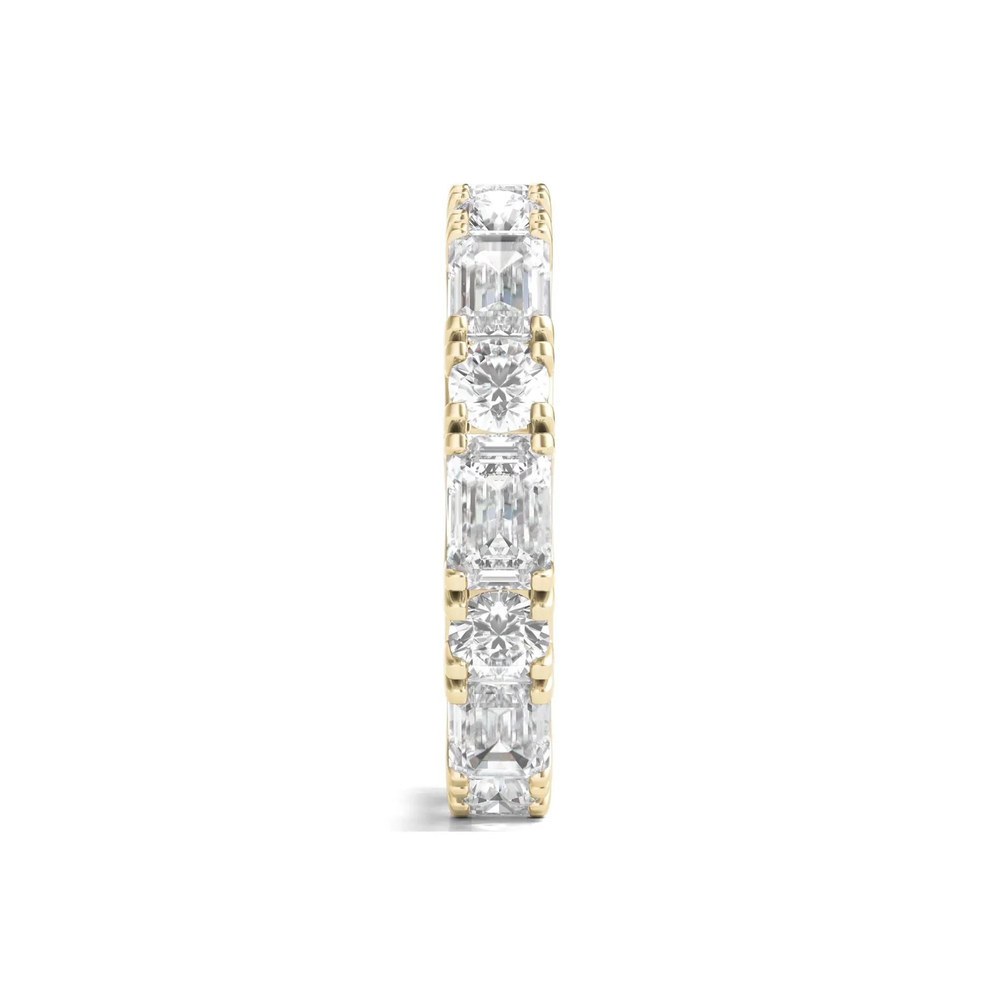 5 CT. Tw. Round and Emerald-Cut Lab Grown Diamond Eternity Band Ring 14K Yellow Gold Size 5 - Image 3