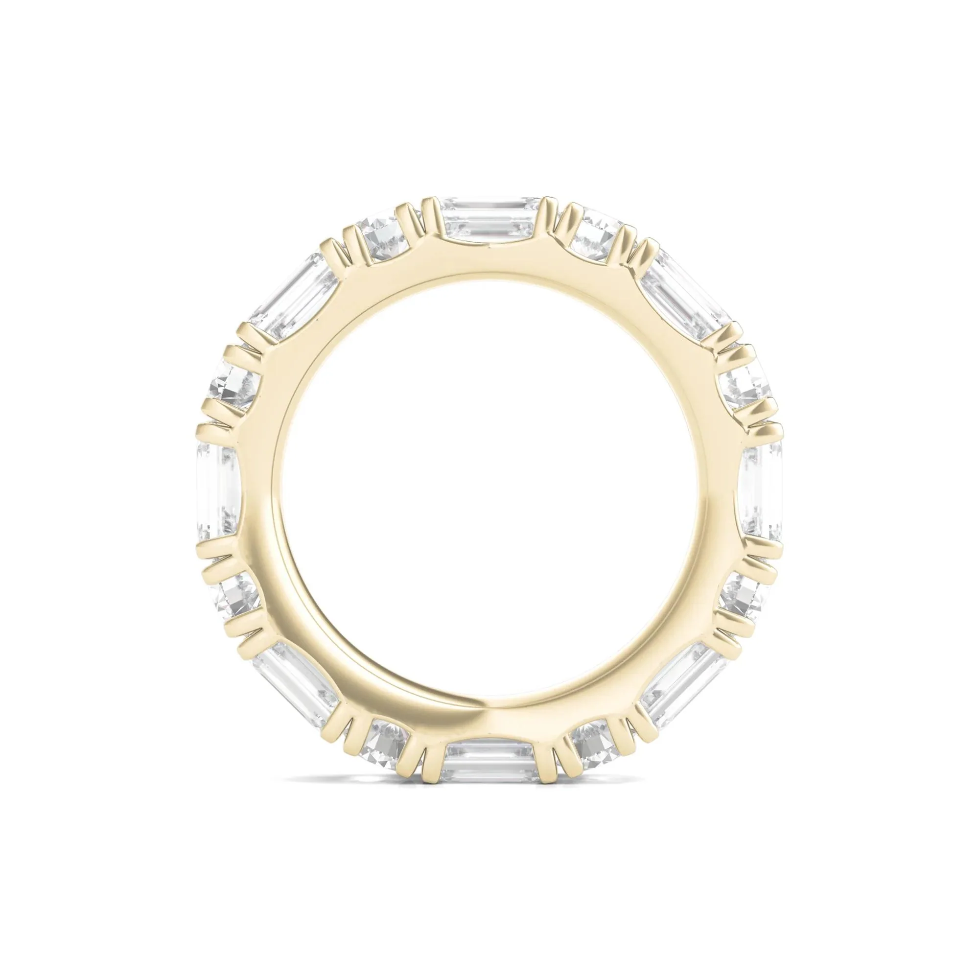 5 CT. Tw. Round and Emerald-Cut Lab Grown Diamond Eternity Band Ring 14K Yellow Gold Size 6.5 - Image 2