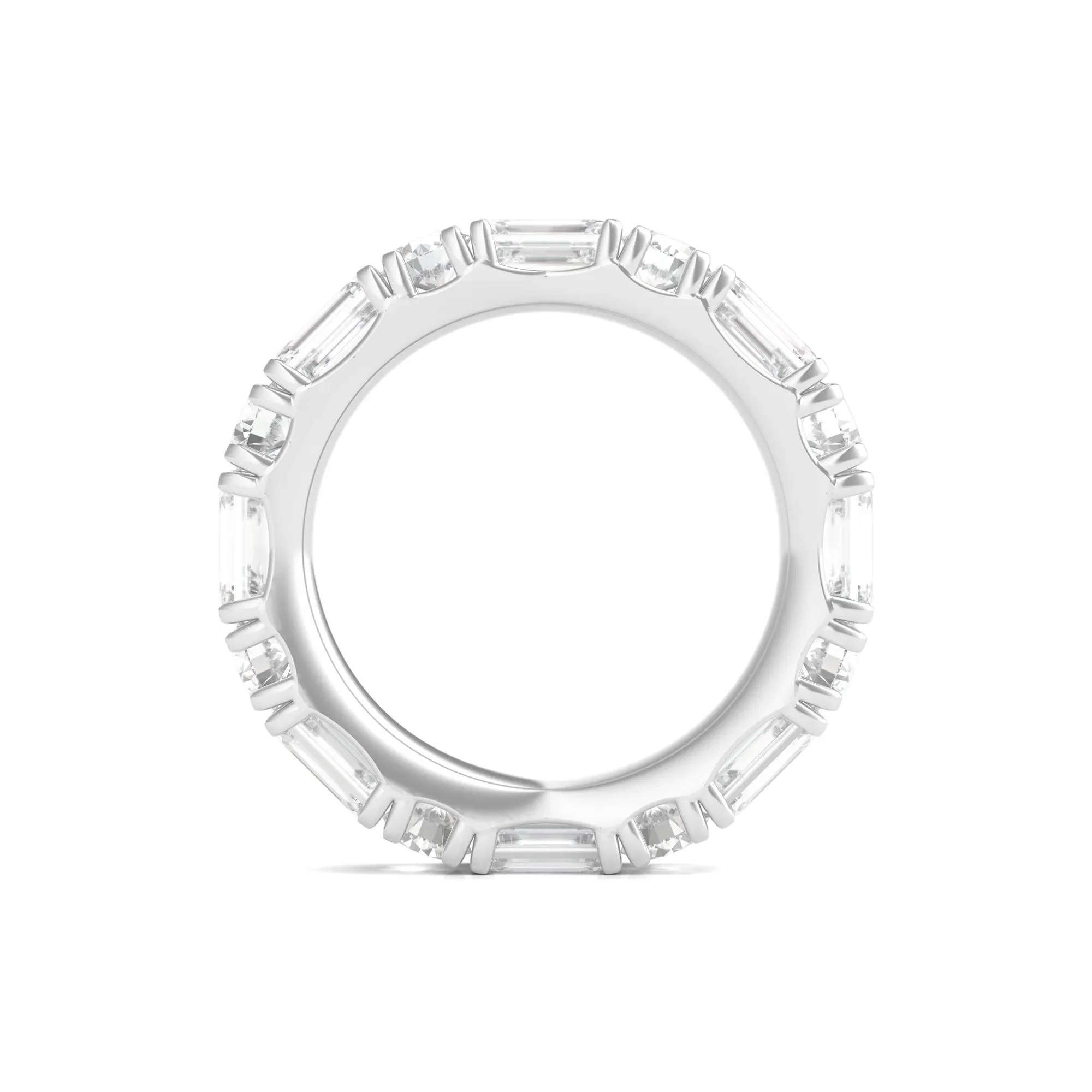 5 CT. Tw. Round and Emerald-Cut Lab Grown Diamond Eternity Band Ring Platinum White Size 4.5 - Image 2