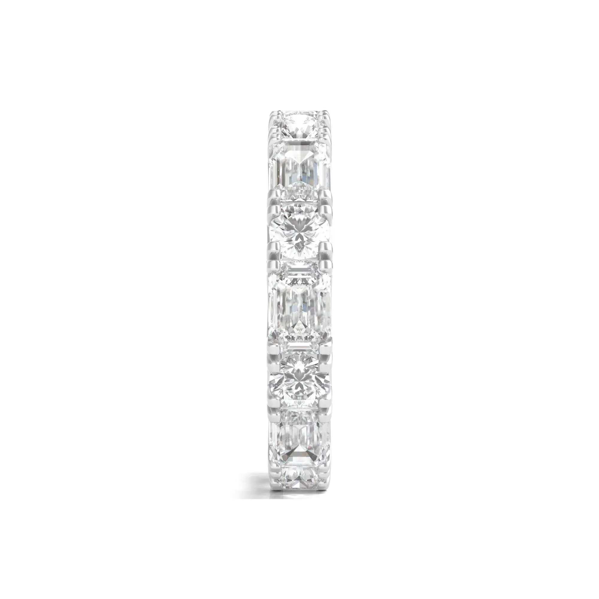 5 CT. Tw. Round and Emerald-Cut Lab Grown Diamond Eternity Band Ring Platinum White Size 7 - Image 3