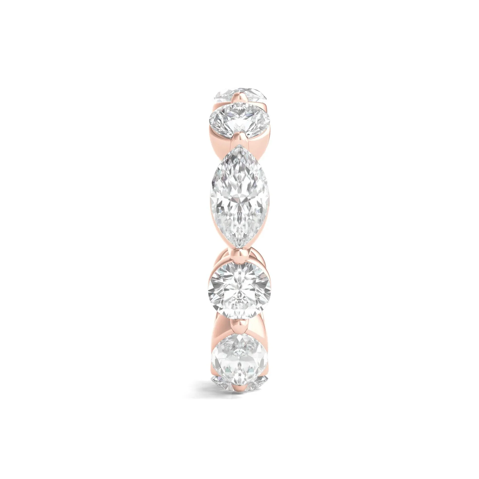 5 CT. Tw. Marquise and Round-Cut Lab Grown Diamond Eternity Band Ring 14K Rose Gold Size 8 2mm - Image 3