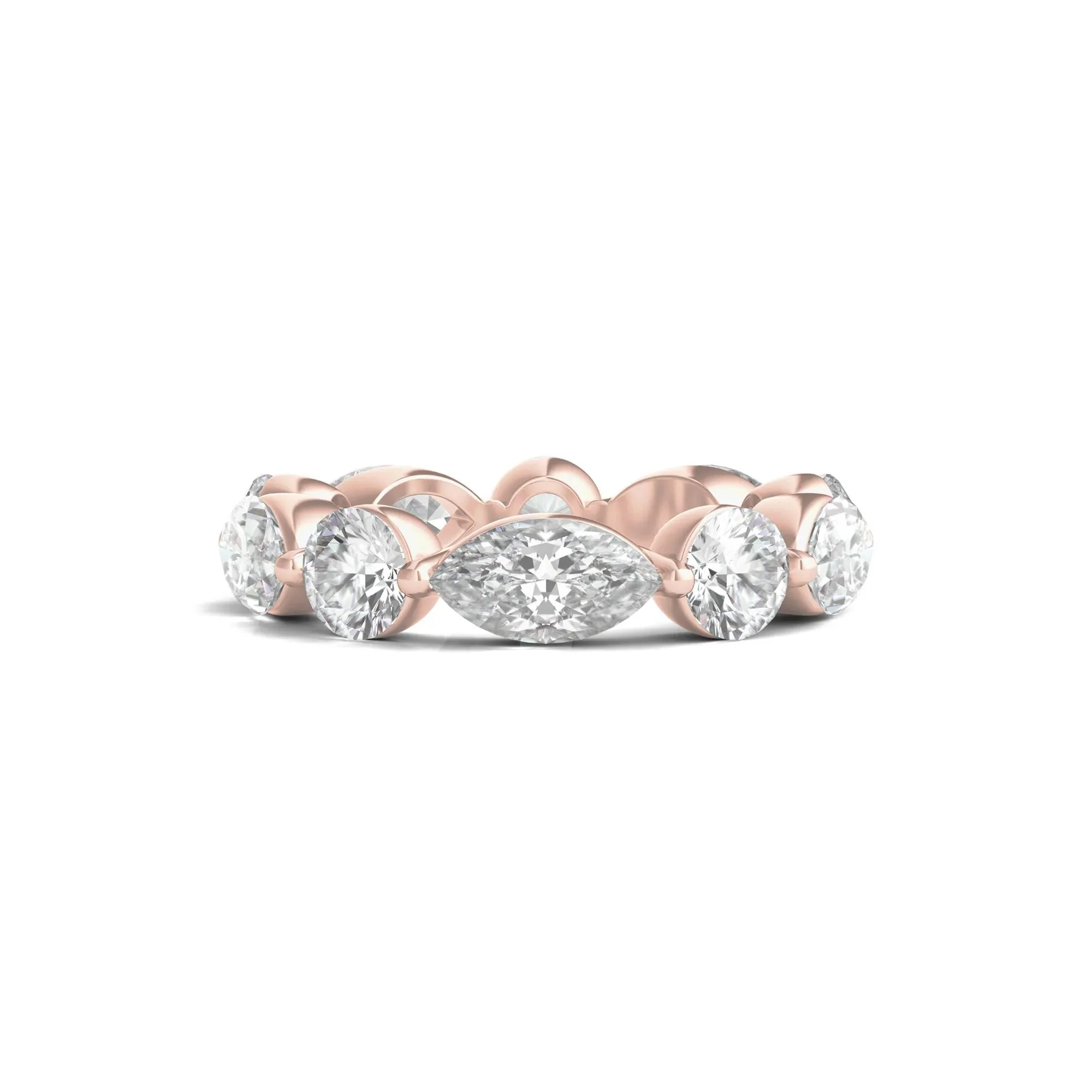5 CT. Tw. Marquise and Round-Cut Lab Grown Diamond Eternity Band Ring 14K Rose Gold Size 8.5 2mm