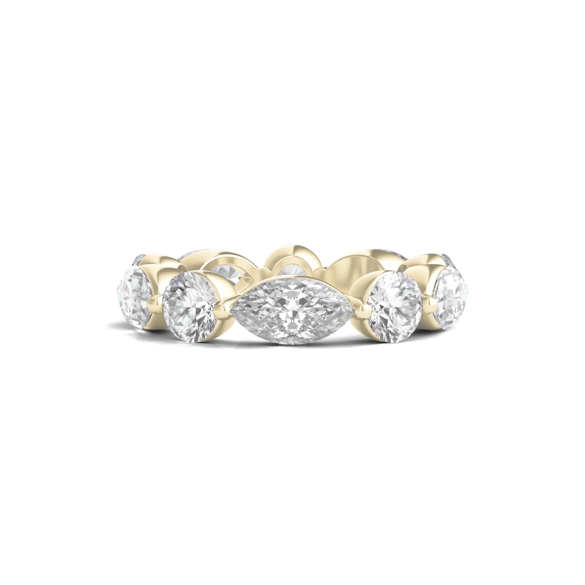 5 CT. Tw. Marquise and Round-Cut Lab Grown Diamond Eternity Band Ring 14K Yellow Gold Size 8.5 2mm - Image 2