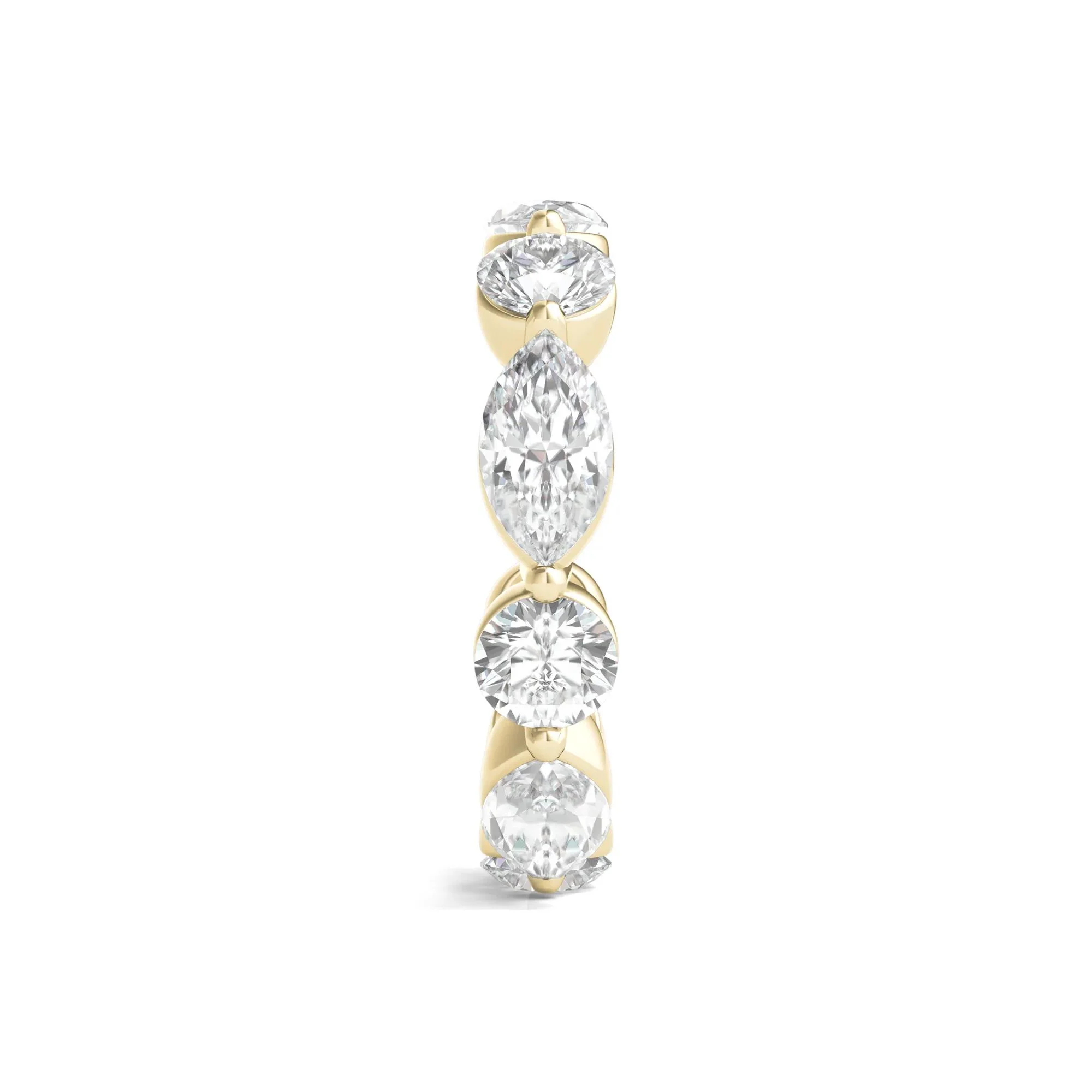 5 CT. Tw. Marquise and Round-Cut Lab Grown Diamond Eternity Band Ring 14K Yellow Gold Size 8.5 2mm - Image 3