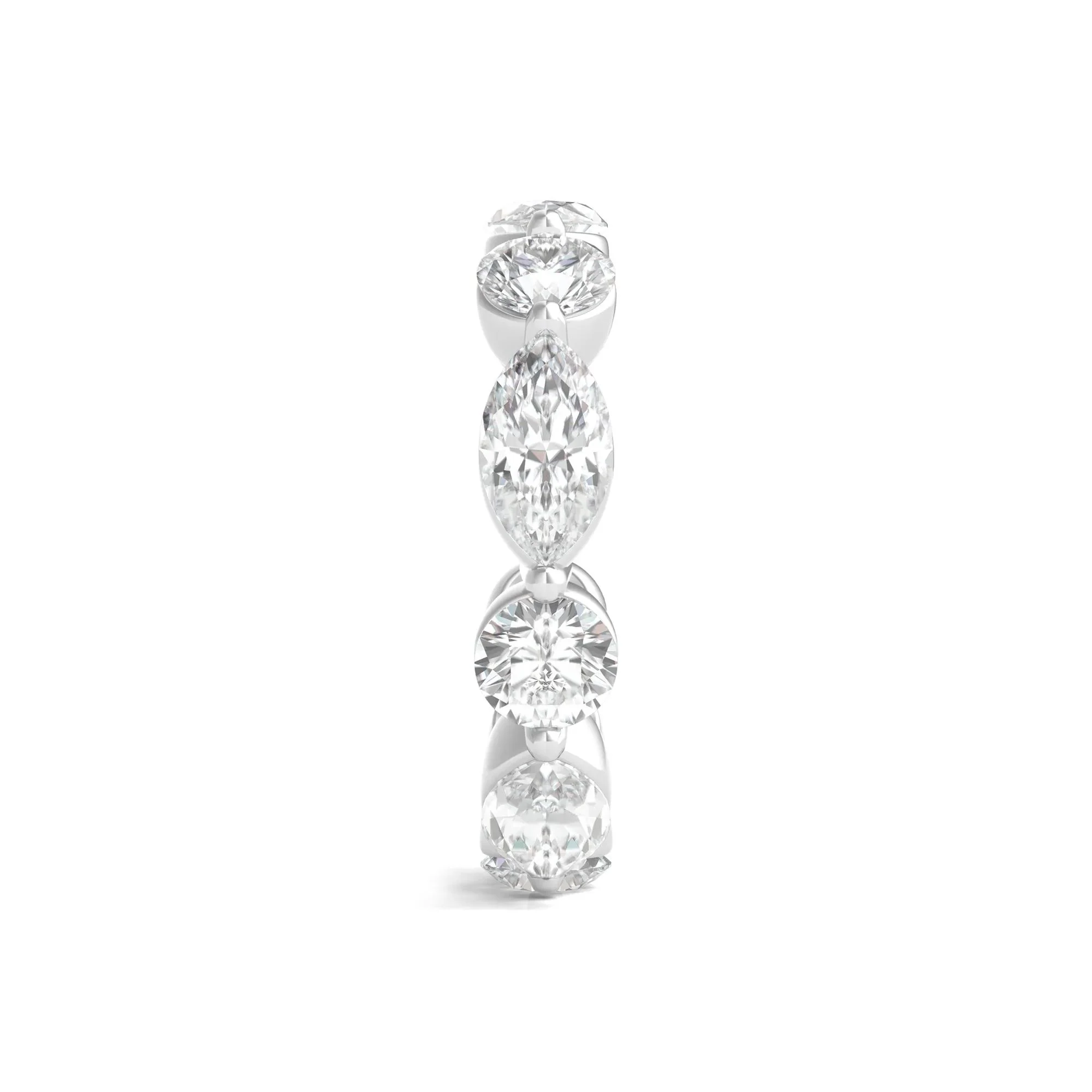 5 CT. Tw. Marquise and Round-Cut Lab Grown Diamond Eternity Band Ring Platinum White Size 5.5 2mm - Image 3
