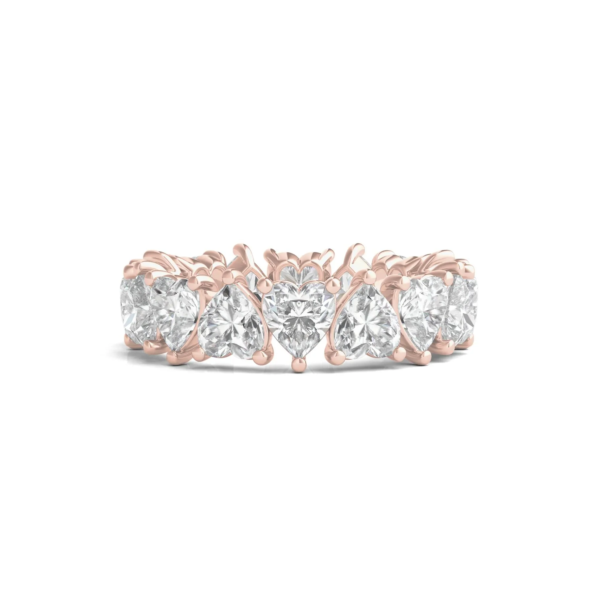 5 CT. Tw. Heart-Shaped Lab Grown Diamond True Eternity Band Ring 14K Rose Gold Size 8 6mm