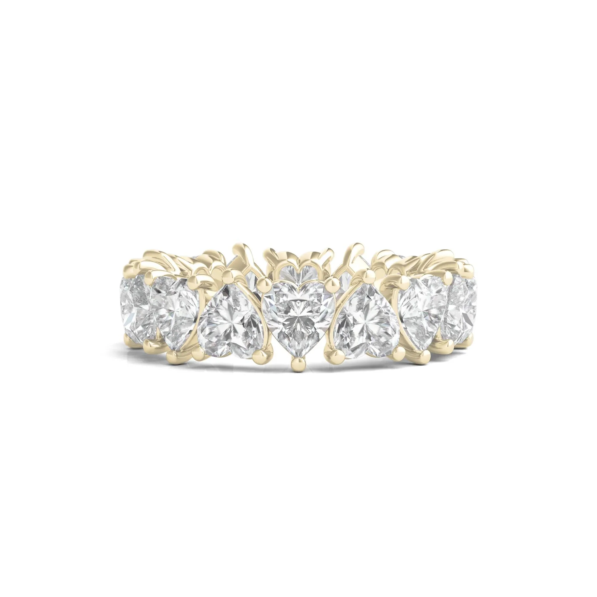 5 CT. Tw. Heart-Shaped Lab Grown Diamond True Eternity Band Ring 14K Yellow Gold Size 4.5 6mm