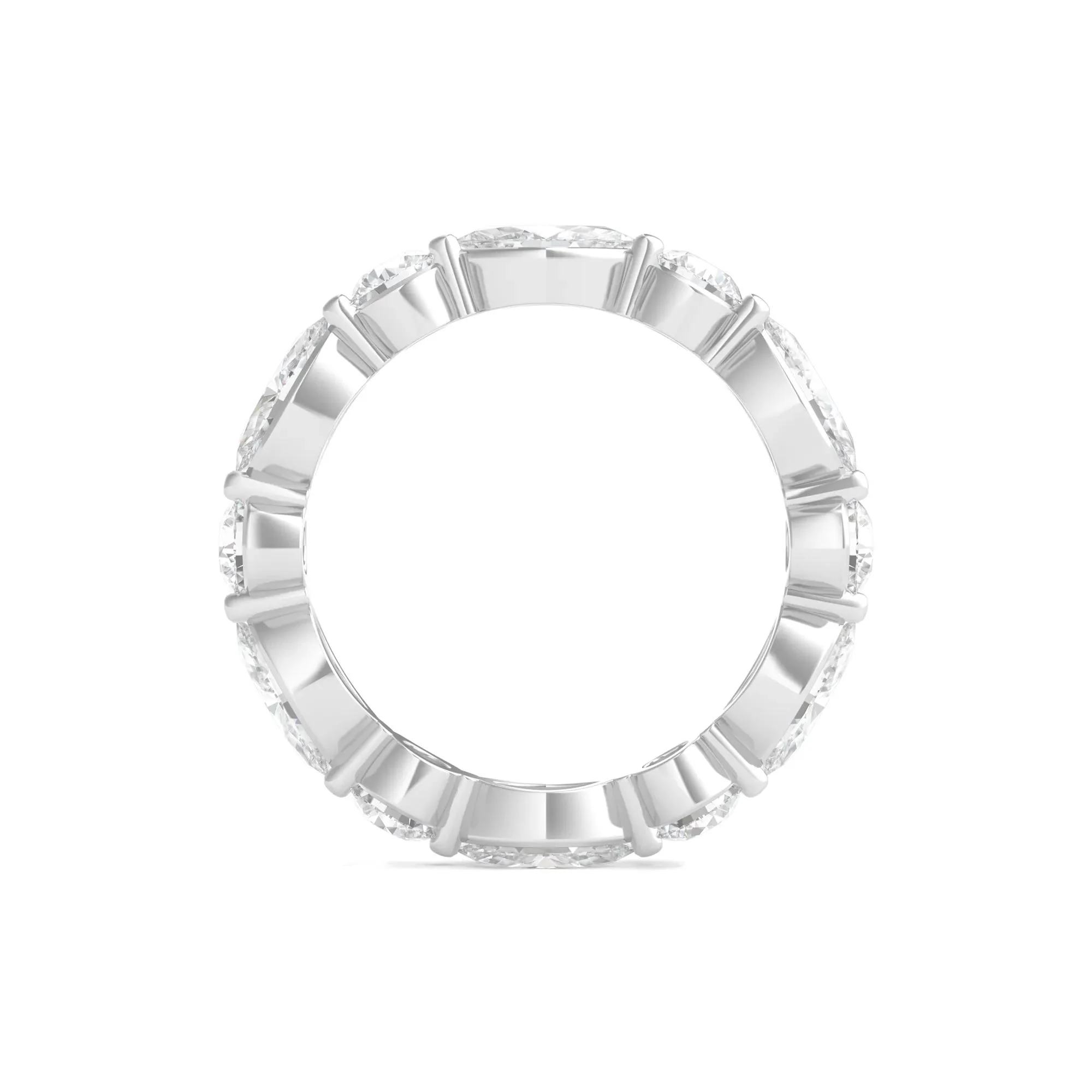 3 CT. Tw. Round and Marquise Lab Grown Diamond Eternity Band Ring Platinum White Size 7 2mm - Image 2