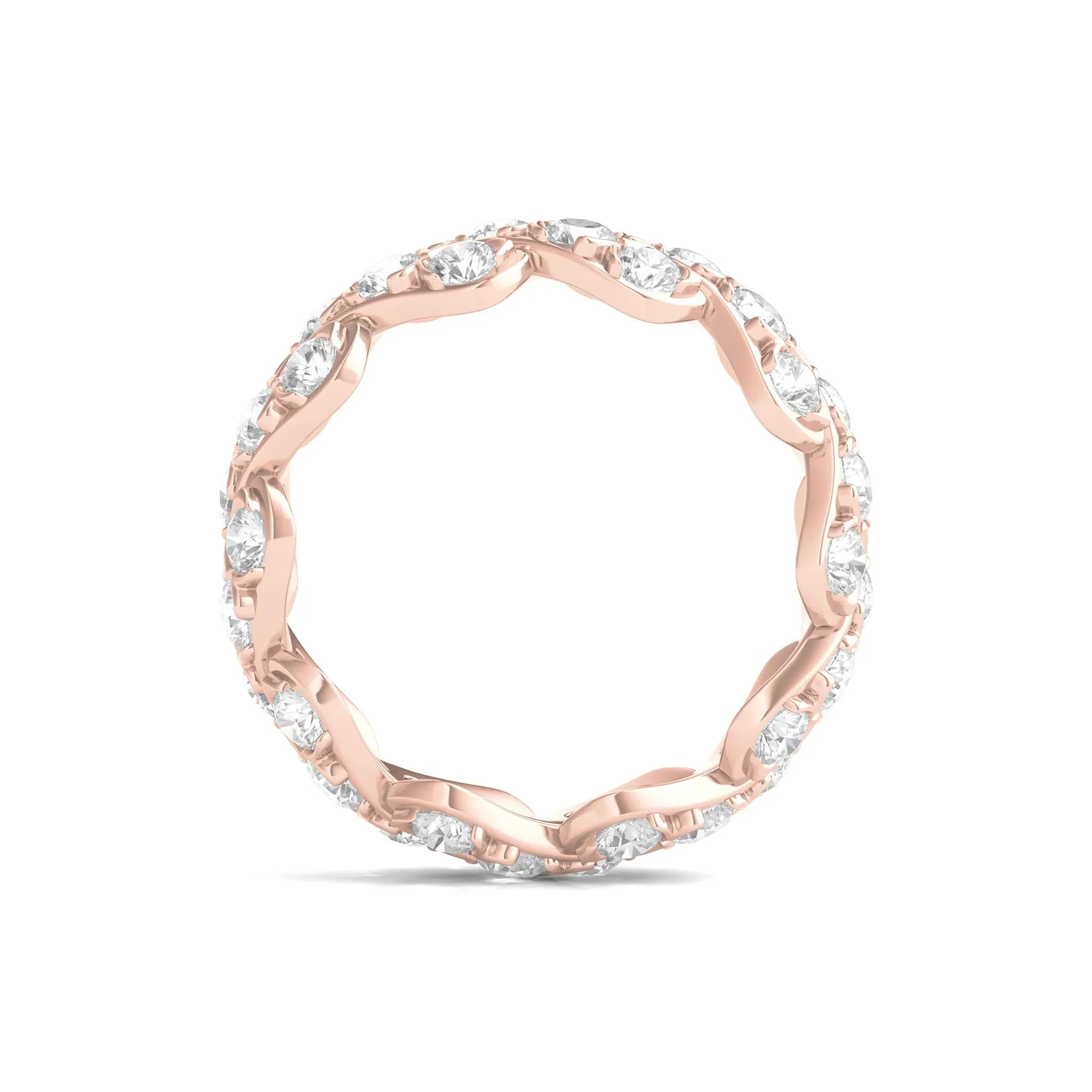 3 CT. Tw. Round-Cut Lab Grown Diamond Twist Eternity Band Ring 14K Rose Gold Size 6 - Image 2