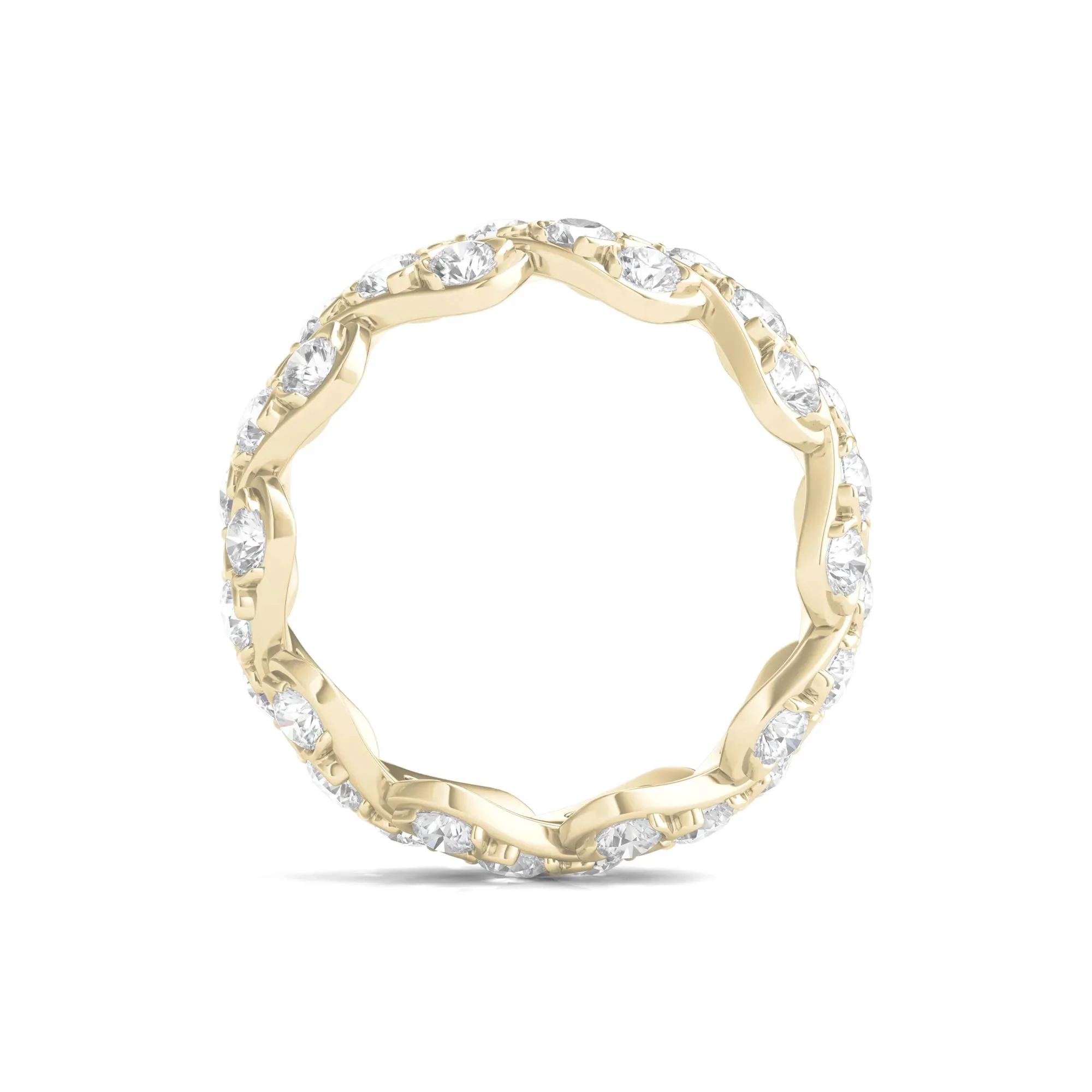 3 CT. Tw. Round-Cut Lab Grown Diamond Twist Eternity Band Ring 14K Yellow Gold Size 4 - Image 2