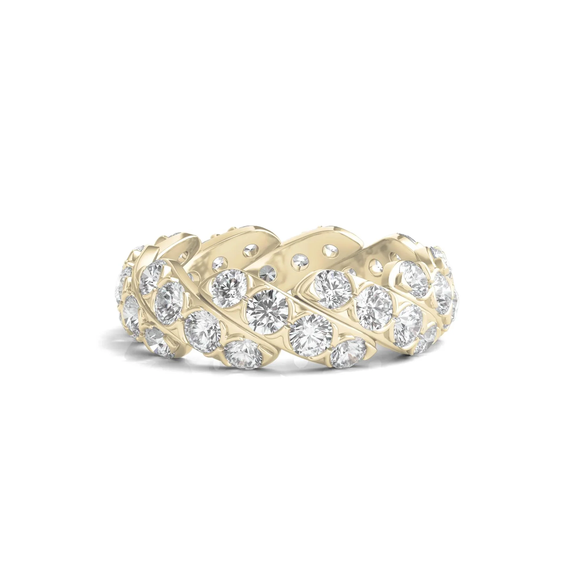 3 CT. Tw. Round-Cut Lab Grown Diamond Twist Eternity Band Ring 14K Yellow Gold Size 5