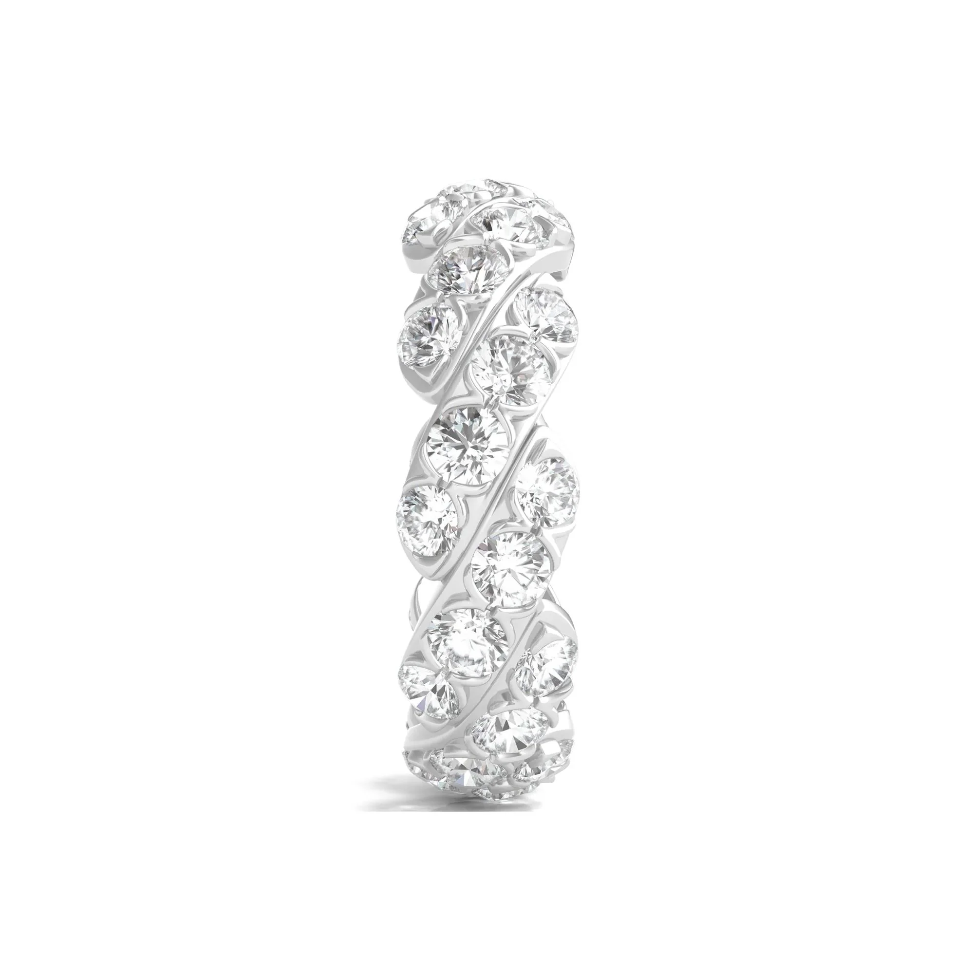 3 CT. Tw. Round-Cut Lab Grown Diamond Twist Eternity Band Ring Platinum White Size 5.5 - Image 3