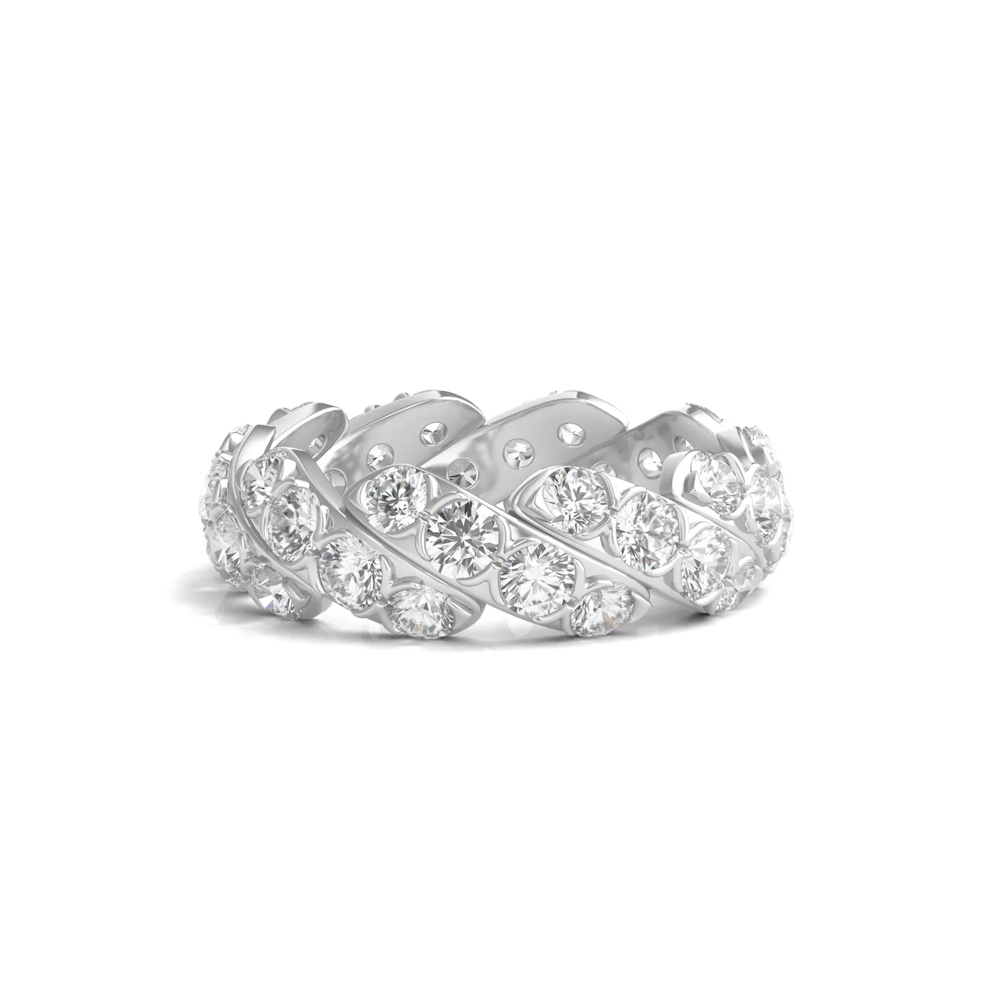 3 CT. Tw. Round-Cut Lab Grown Diamond Twist Eternity Band Ring Platinum White Size 7
