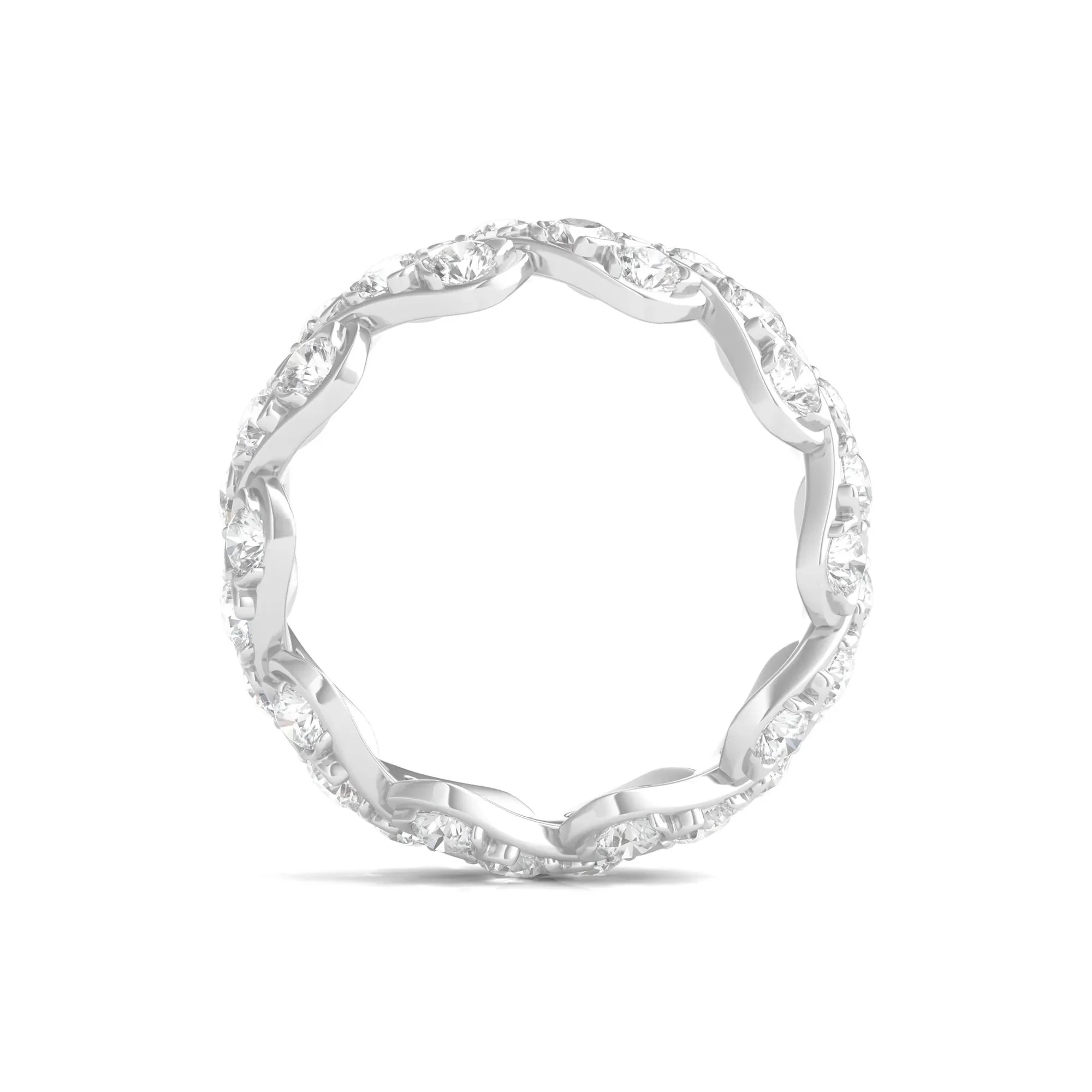 3 CT. Tw. Round-Cut Lab Grown Diamond Twist Eternity Band Ring Platinum White Size 9 - Image 2
