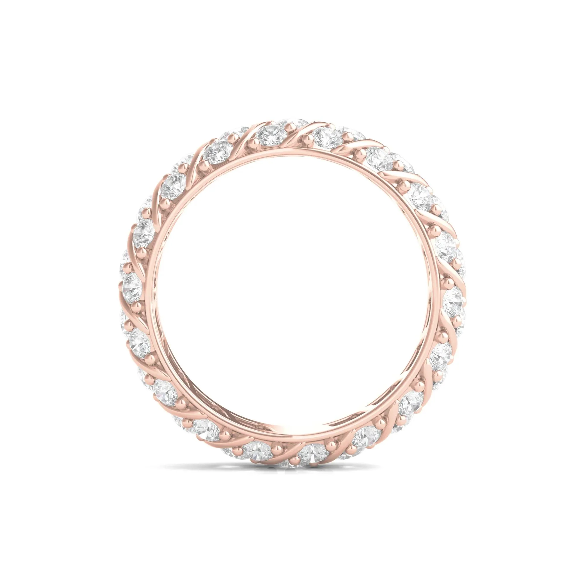 2 1/2 CT. Tw. Round-Cut Rolling Pave Lab Grown Diamond Eternity Band Ring 14K Rose Gold Size 7 - Image 2