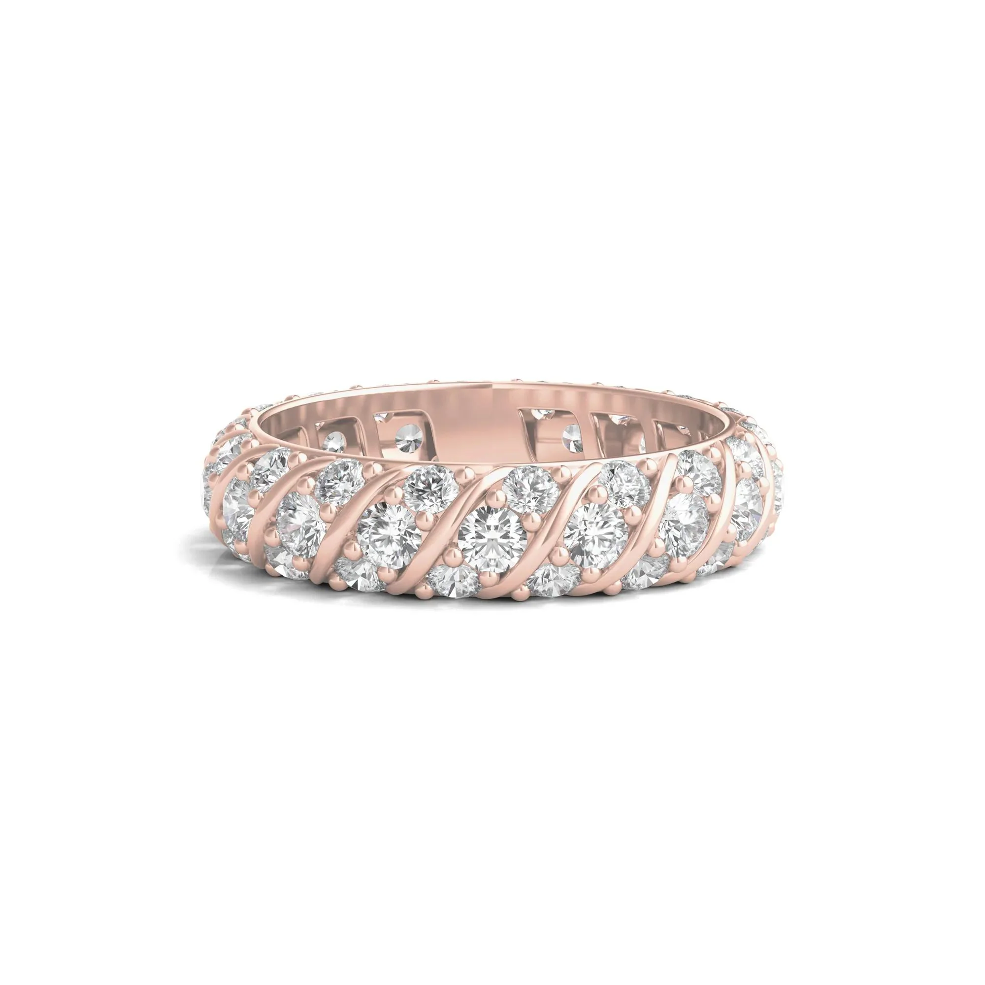 2 1/2 CT. Tw. Round-Cut Rolling Pave Lab Grown Diamond Eternity Band Ring 14K Rose Gold Size 7.5
