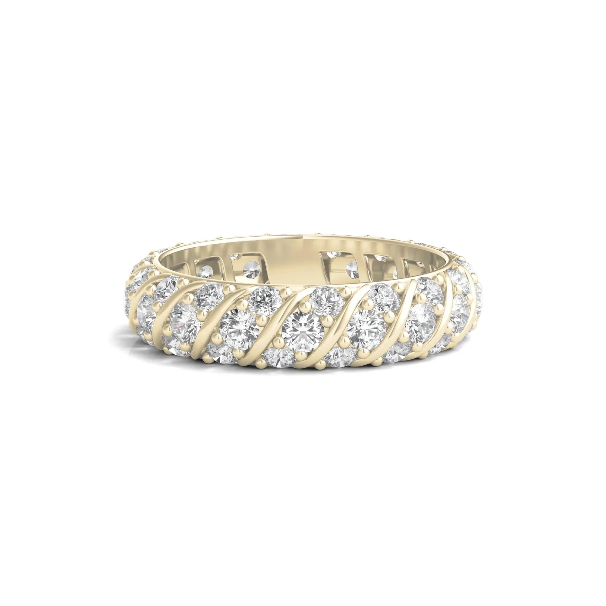 2 1/2 CT. Tw. Round-Cut Rolling Pave Lab Grown Diamond Eternity Band Ring 14K Yellow Gold Size 4
