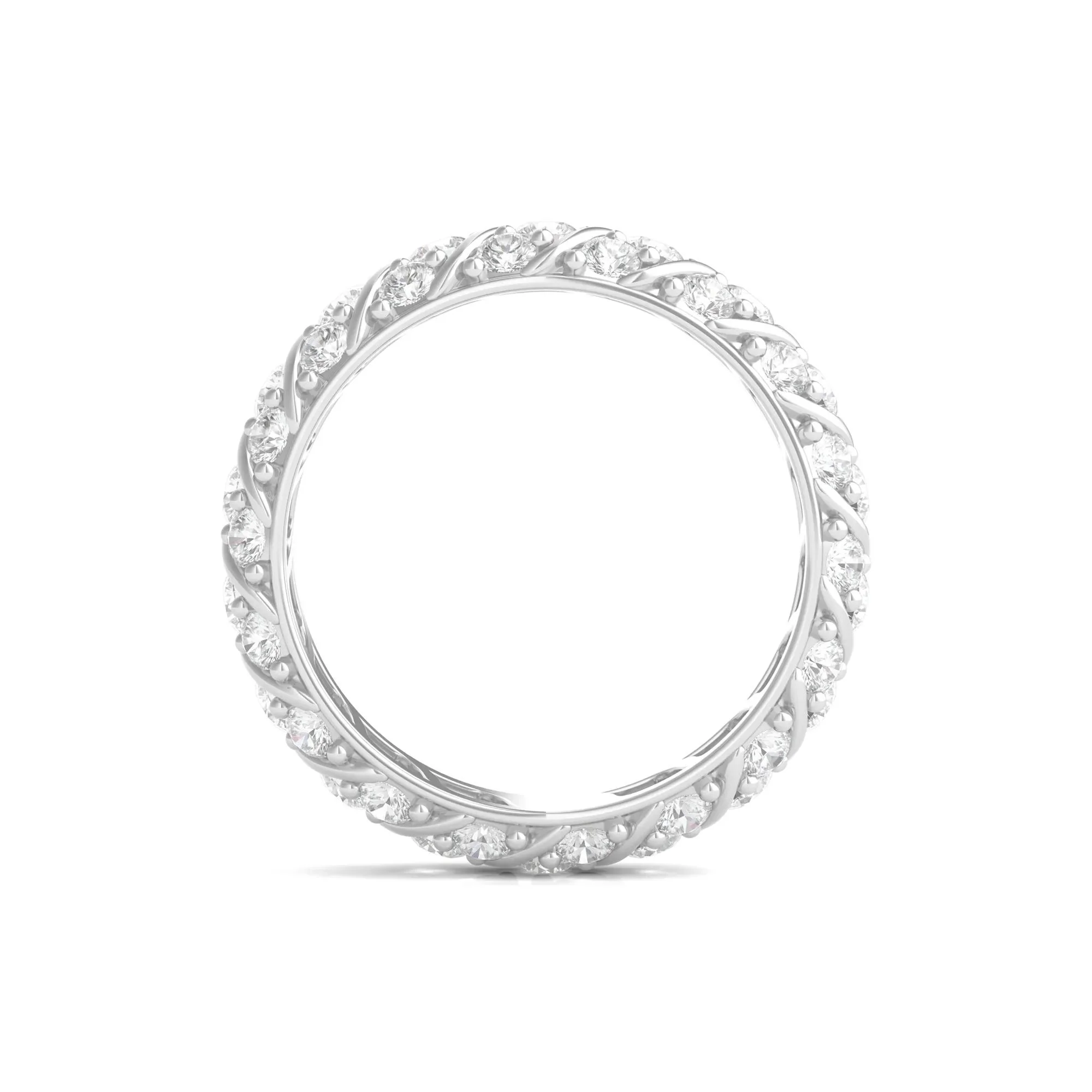 2 1/2 CT. Tw. Round-Cut Rolling Pave Lab Grown Diamond Eternity Band Ring 14K Yellow Gold White Size 4.5 - Image 2