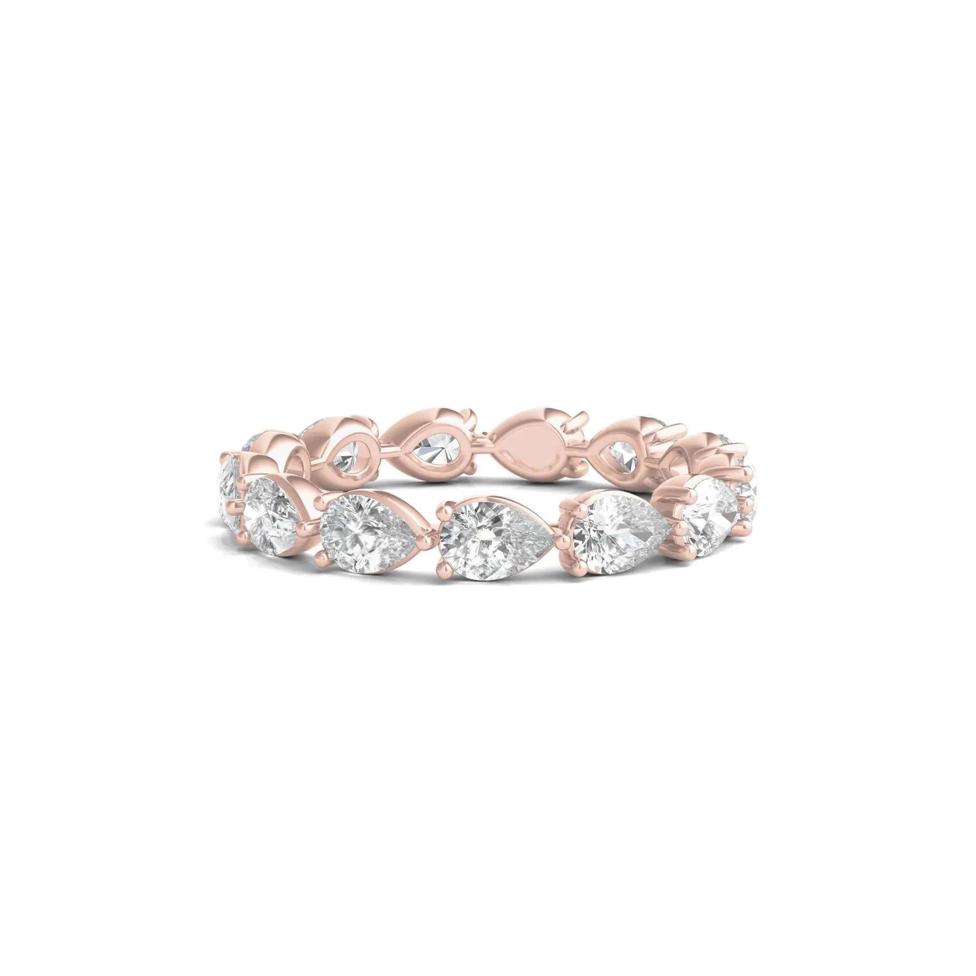 2 CT. Tw. Pear-Cut Lab Grown Diamond Eternity Band Ring 14K Rose Gold Size 8.5
