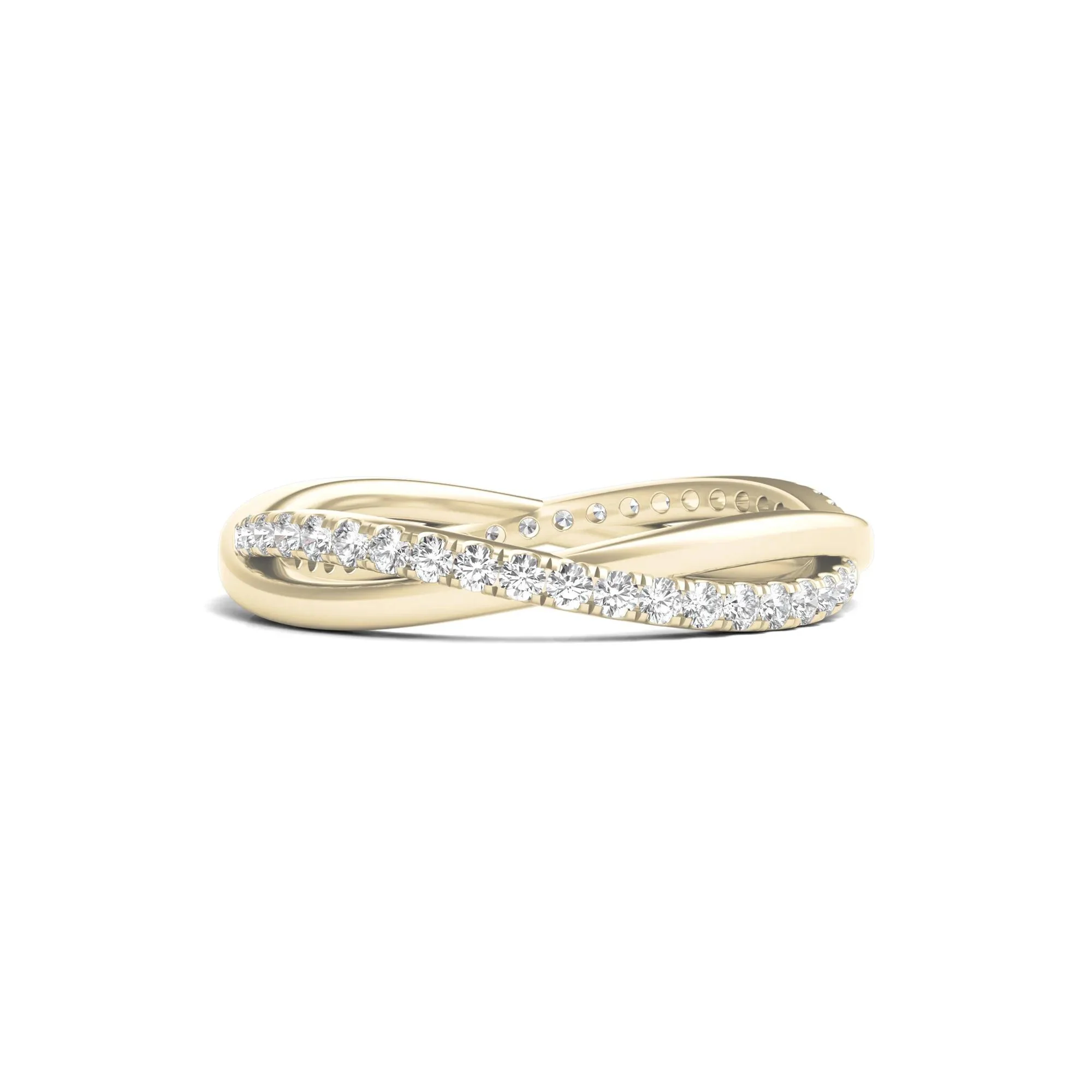 1/3 CT. Tw. Lab Grown Diamond Infinity Twist True Eternity Band Ring 14K Yellow Gold Round Brilliant Cut Size 8