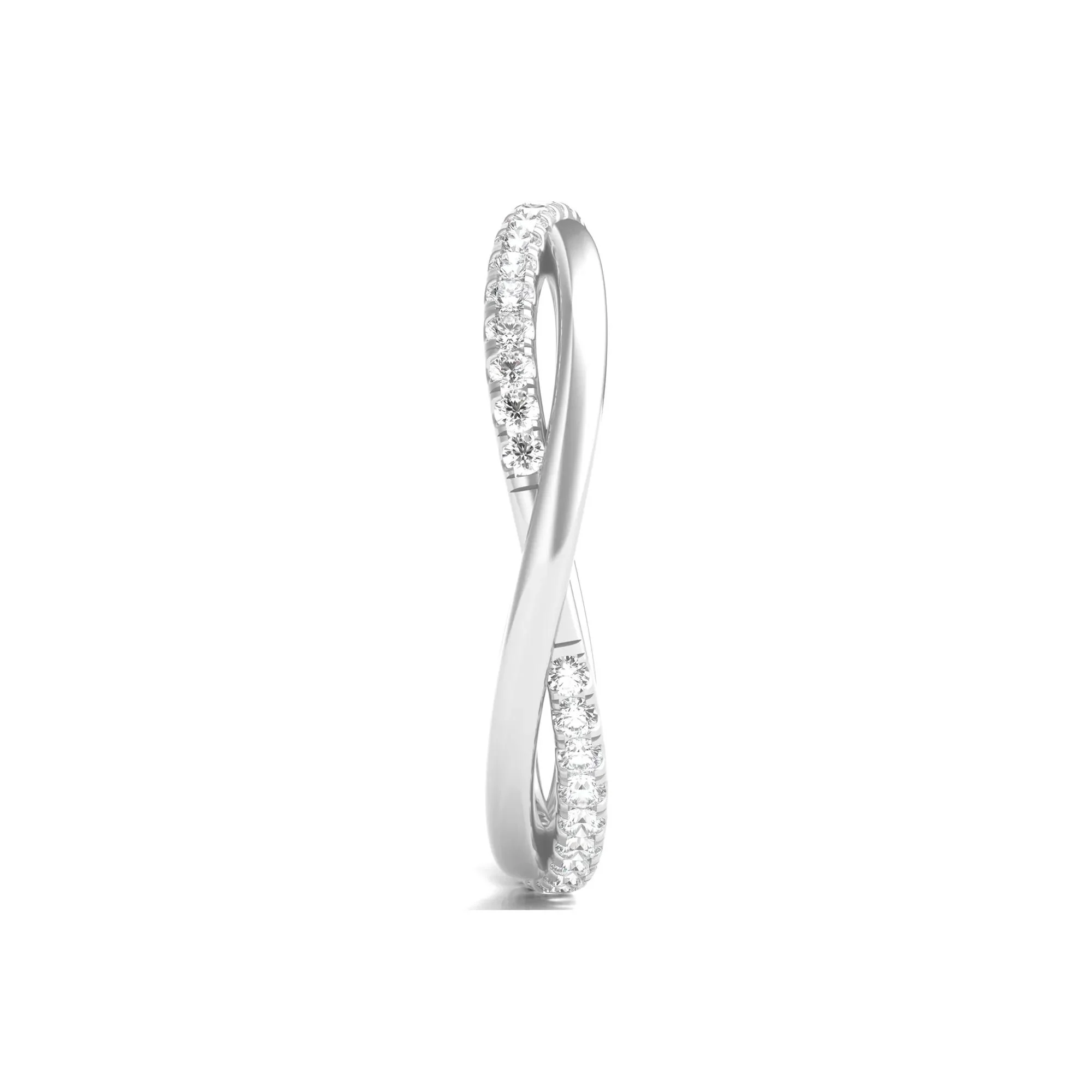 1/3 CT. Tw. Lab Grown Diamond Infinity Twist True Eternity Band Ring Platinum Round Brilliant Cut White Size 4 - Image 3