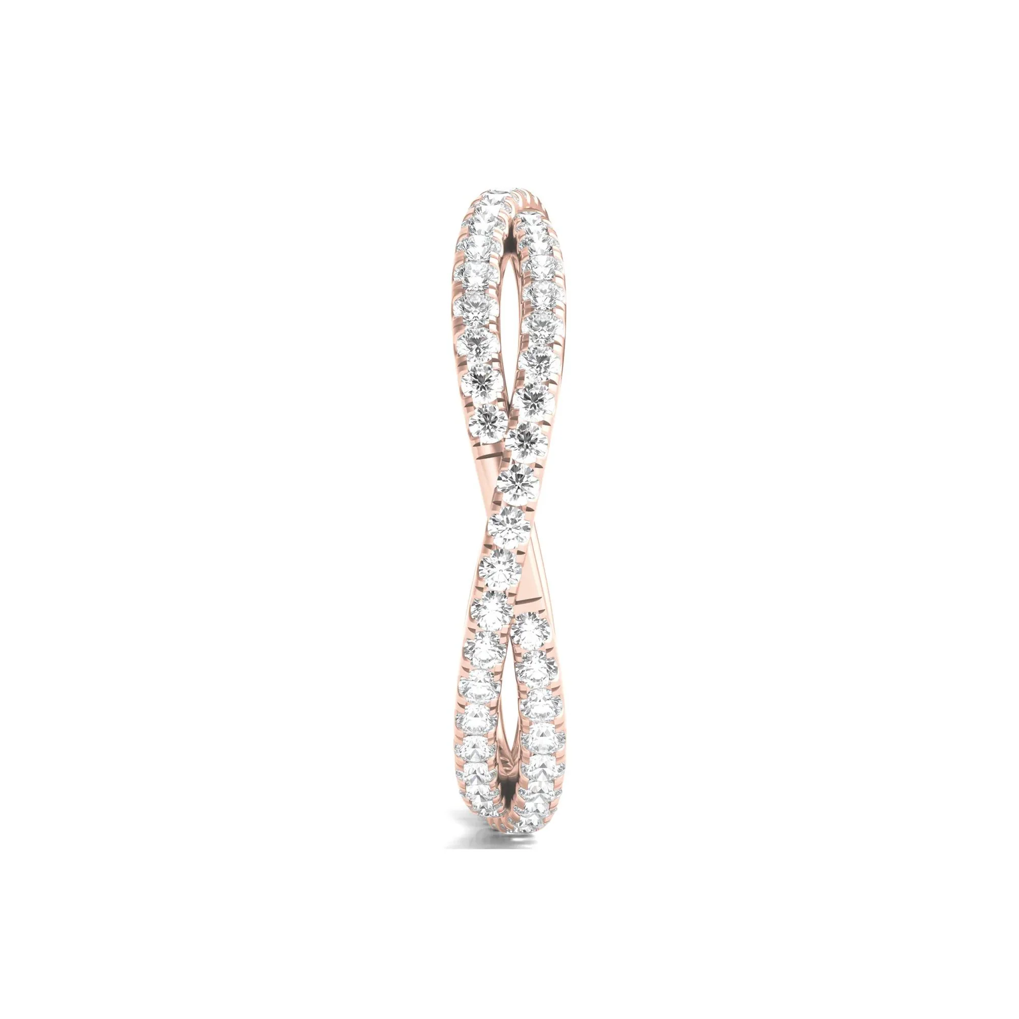 7/8 CT. Tw. Lab Grown Diamond Infinity Twist Eternity Band Ring 14K Rose Gold Round Brilliant Cut Size 6 - Image 3