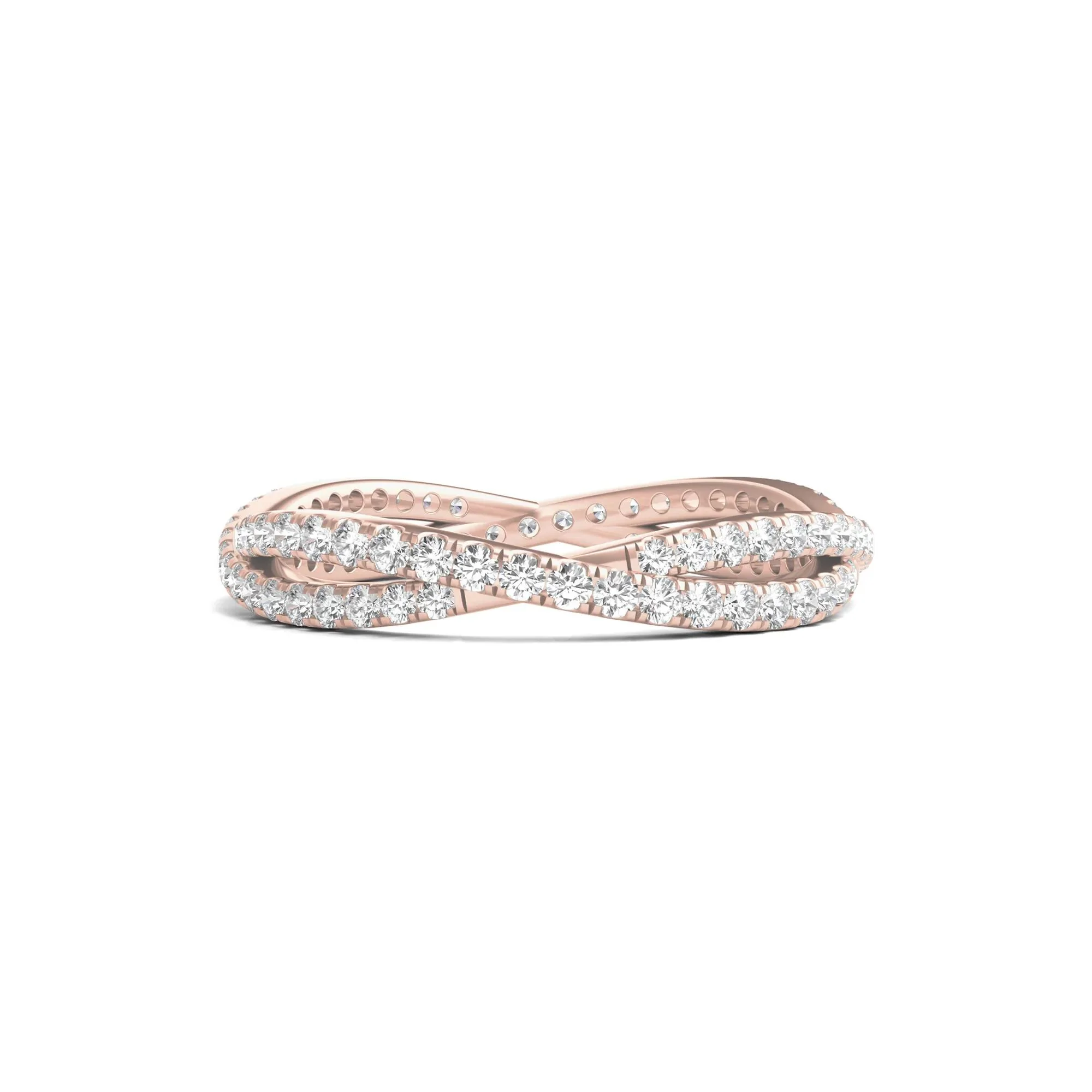 7/8 CT. Tw. Lab Grown Diamond Infinity Twist Eternity Band Ring 14K Rose Gold Round Brilliant Cut Size 6.5