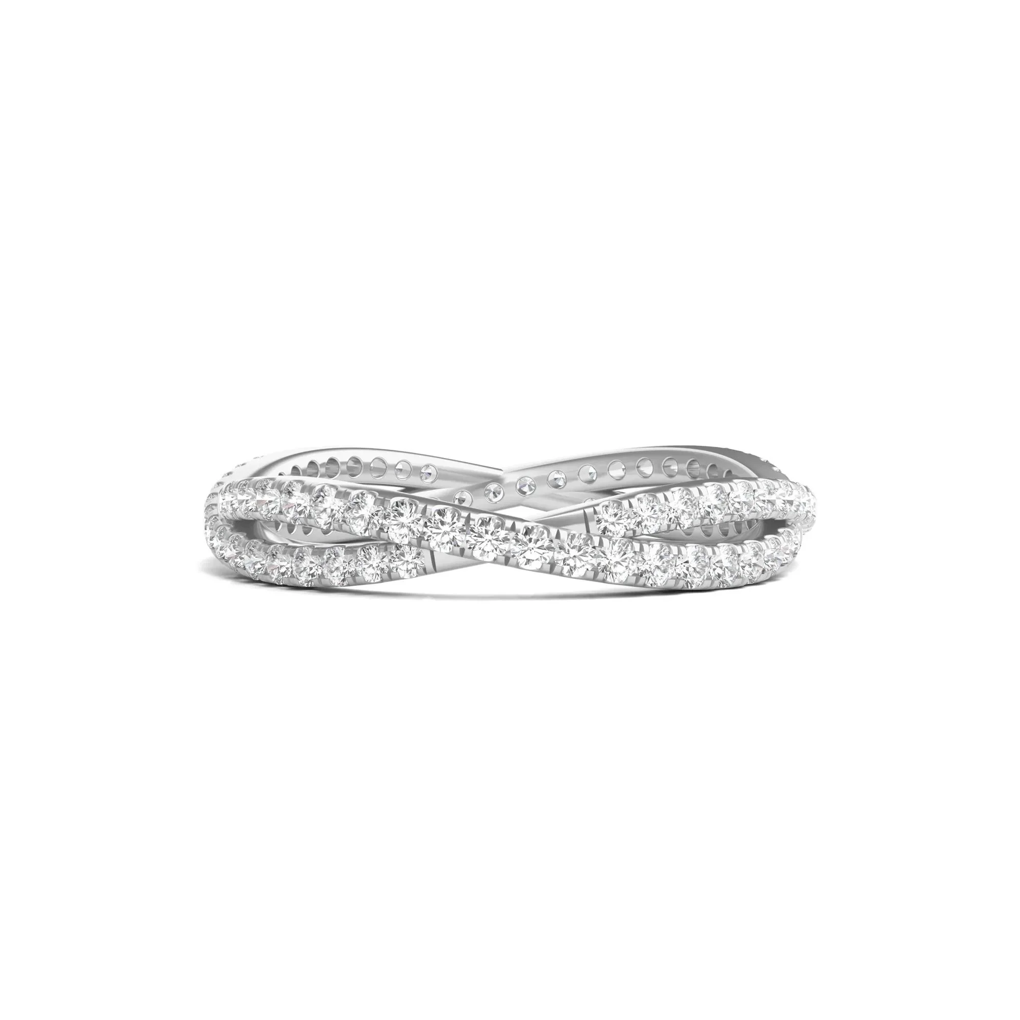 7/8 CT. Tw. Lab Grown Diamond Infinity Twist Eternity Band Ring 14K White Gold Round Brilliant Cut Size 7.5