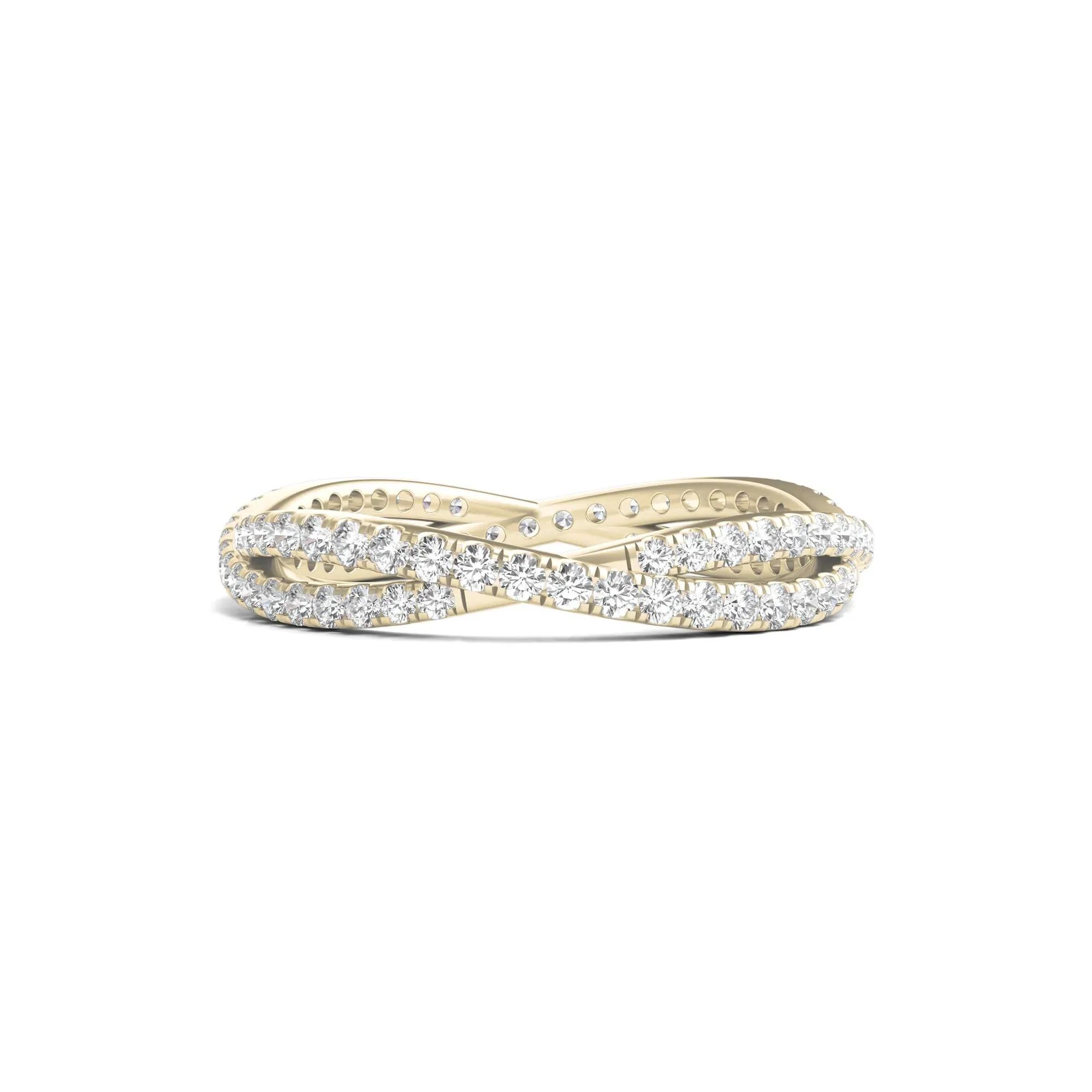 7/8 CT. Tw. Lab Grown Diamond Infinity Twist Eternity Band Ring 14K Yellow Gold Round Brilliant Cut Size 7.5