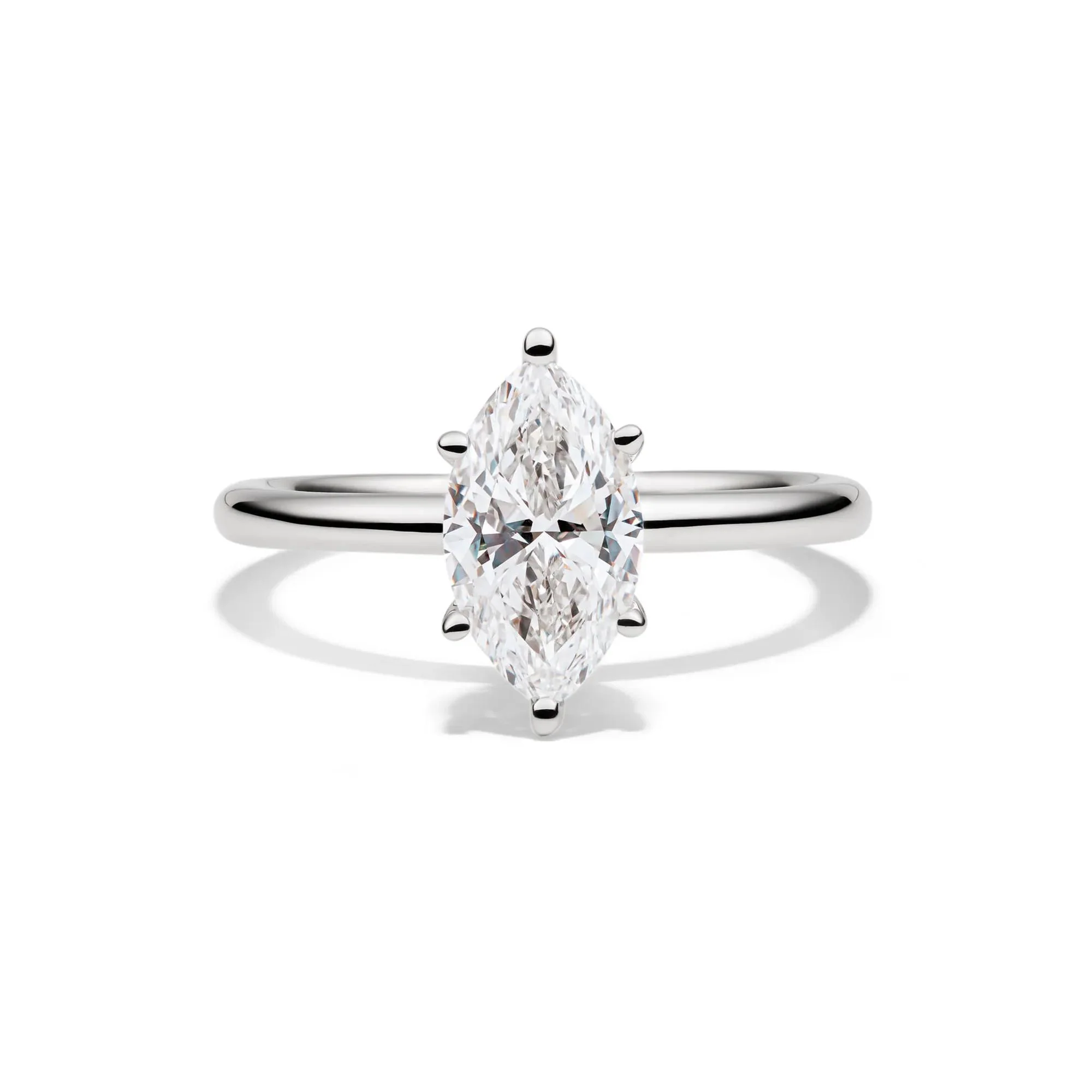 Lab Grown Diamond Solitaire Marquise Engagement Ring Platinum (1/2 CT.) White Size 4 2mm