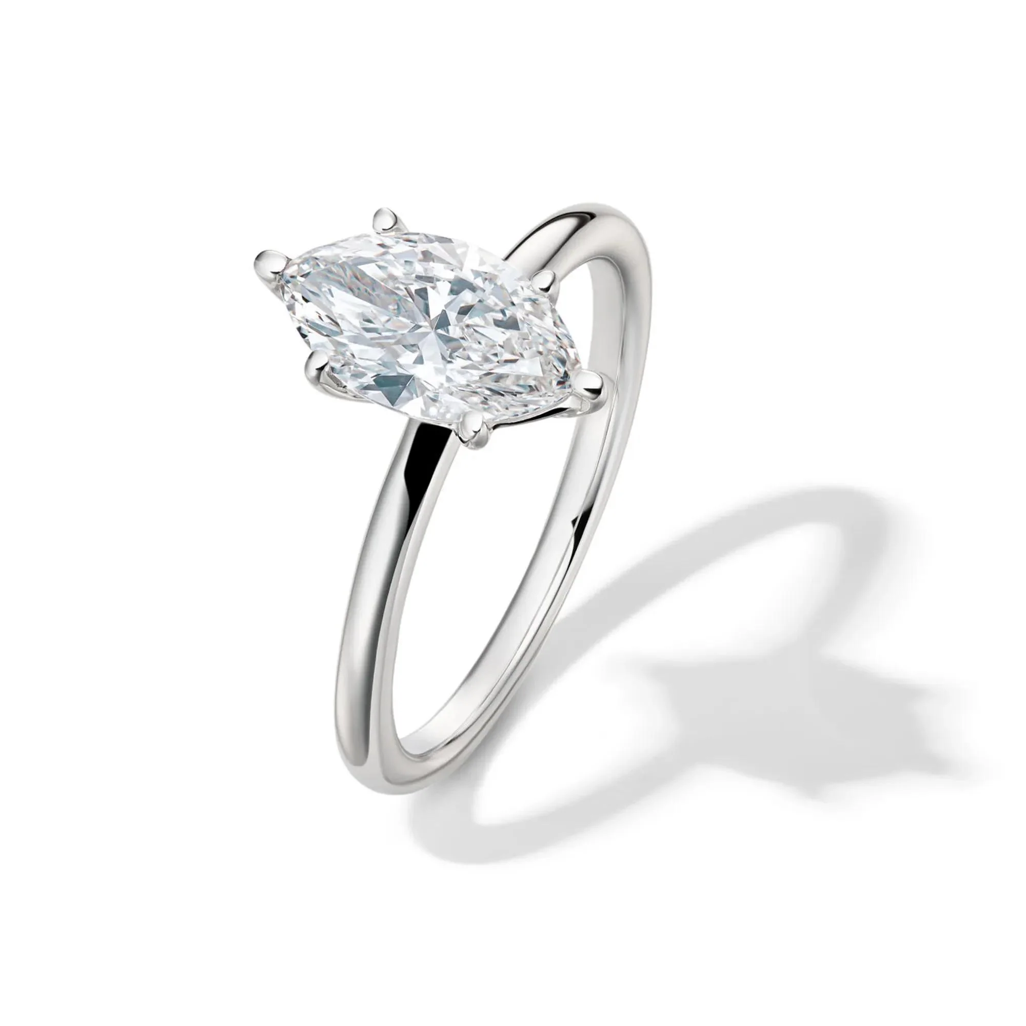 Lab Grown Diamond Solitaire Marquise Engagement Ring Platinum (1/2 CT.) White Size 4.5 2mm - Image 4