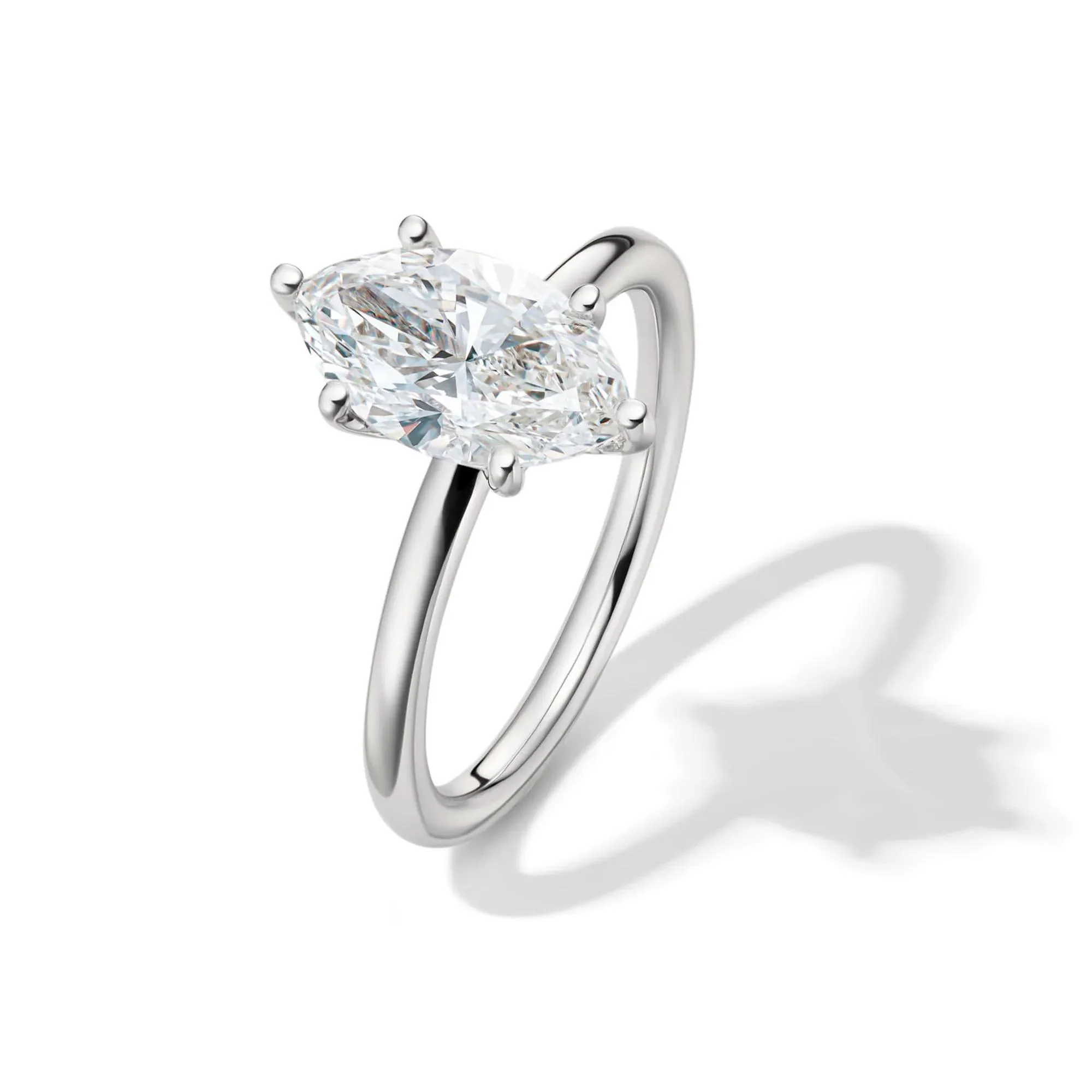 Lab Grown Diamond Solitaire Marquise Engagement Ring Platinum (2 CT.) White Size 5 2mm - Image 4