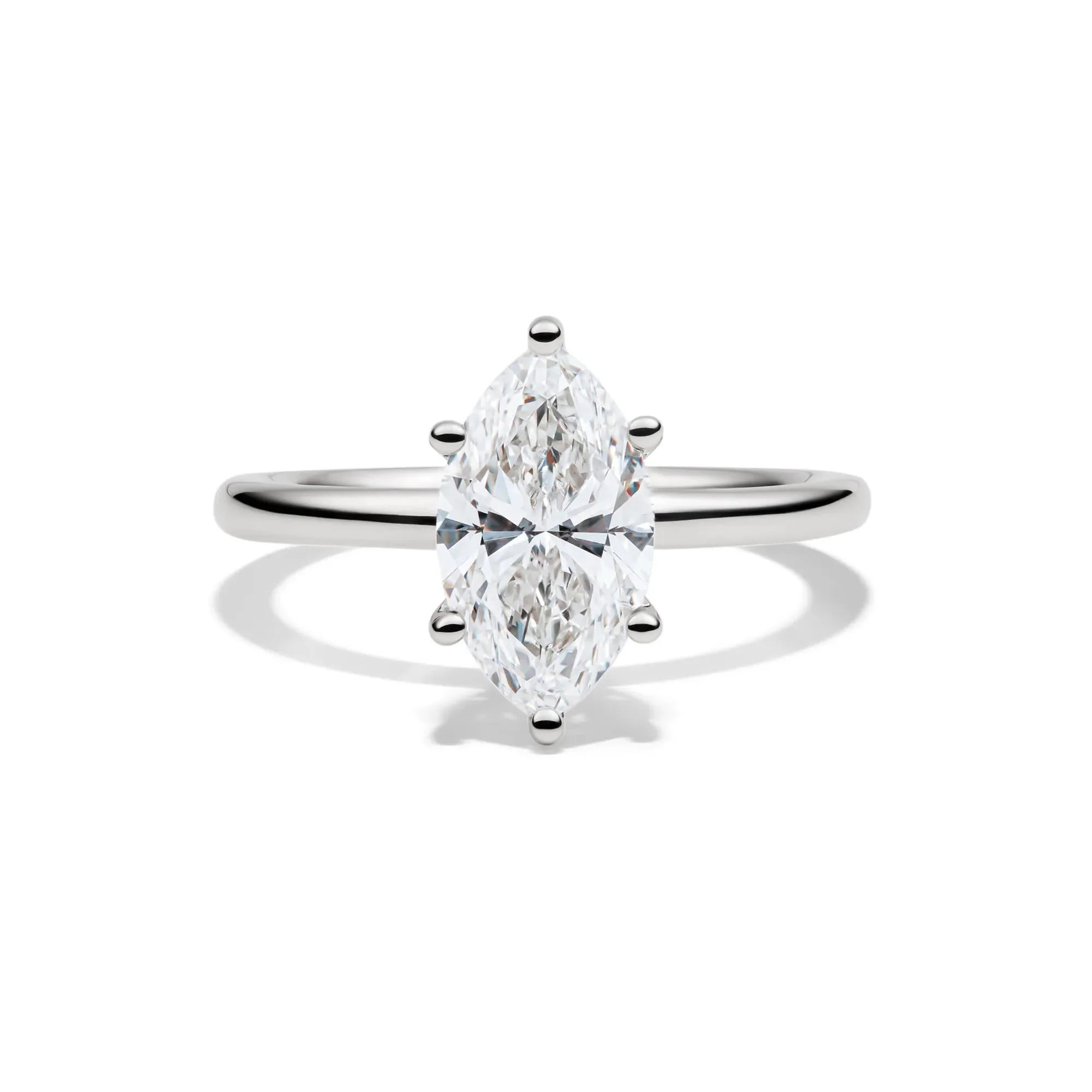 Lab Grown Diamond Solitaire Marquise Engagement Ring Platinum (2 CT.) White Size 8.5 2mm