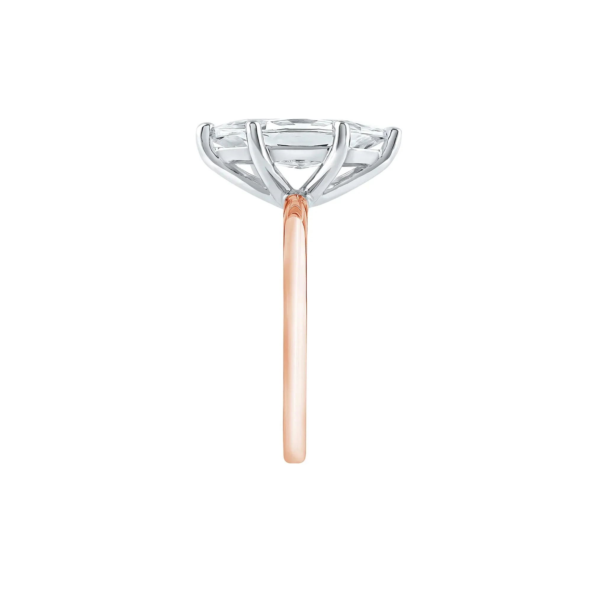 Lab Grown Diamond Solitaire Marquise Engagement Ring 14K Rose Gold (3 CT.) Size 5 2mm - Image 3
