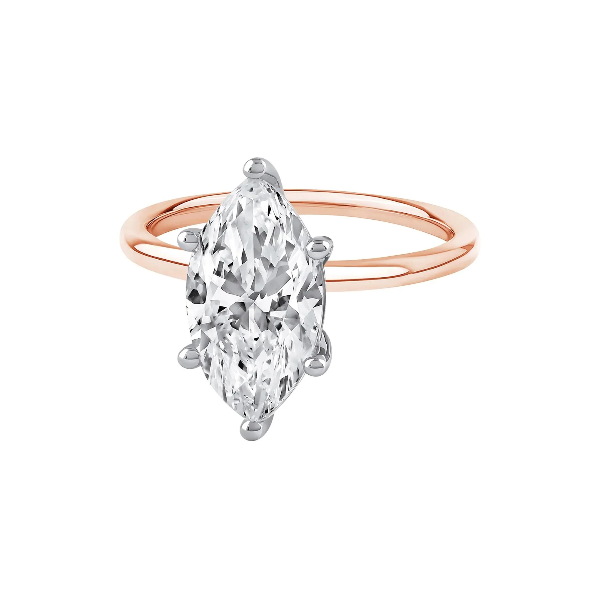 Lab Grown Diamond Solitaire Marquise Engagement Ring 14K Rose Gold (3 CT.) Size 6.5 2mm - Image 4