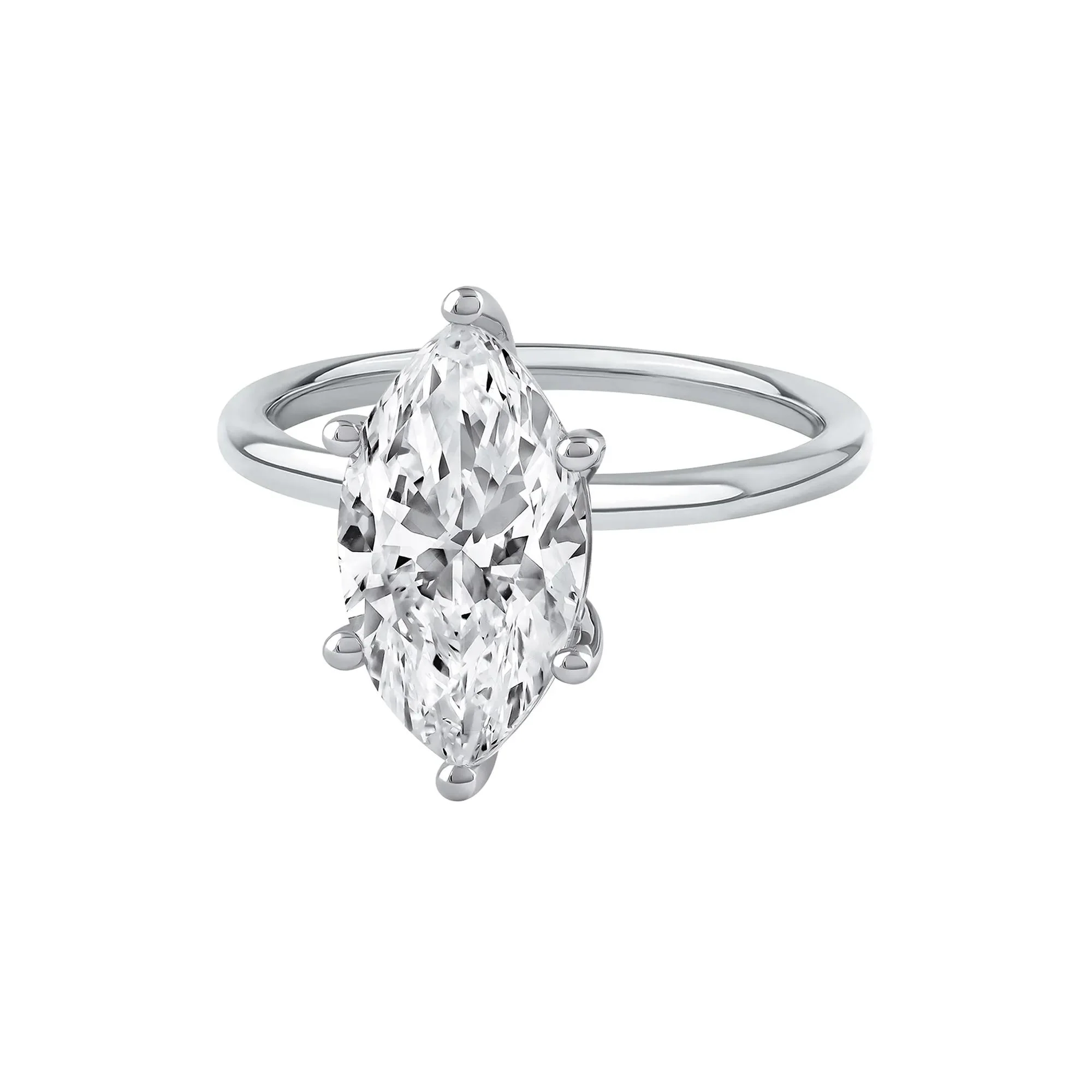 Lab Grown Diamond Solitaire Marquise Engagement Ring Platinum (3 CT.) White Size 5.5 2mm - Image 4
